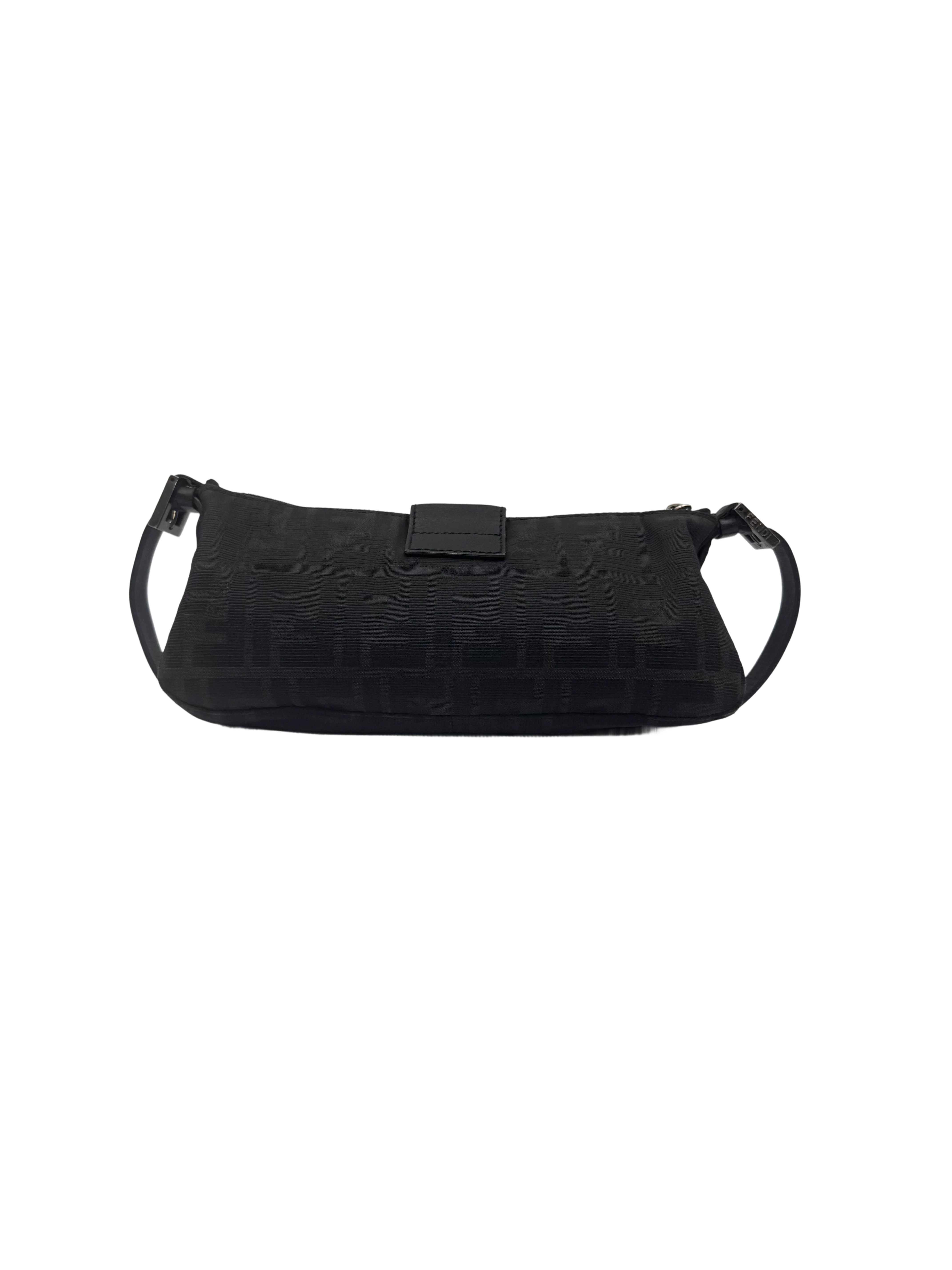 Fendi Baguette Black Denim FF Monogram Shoulder Bag FF121