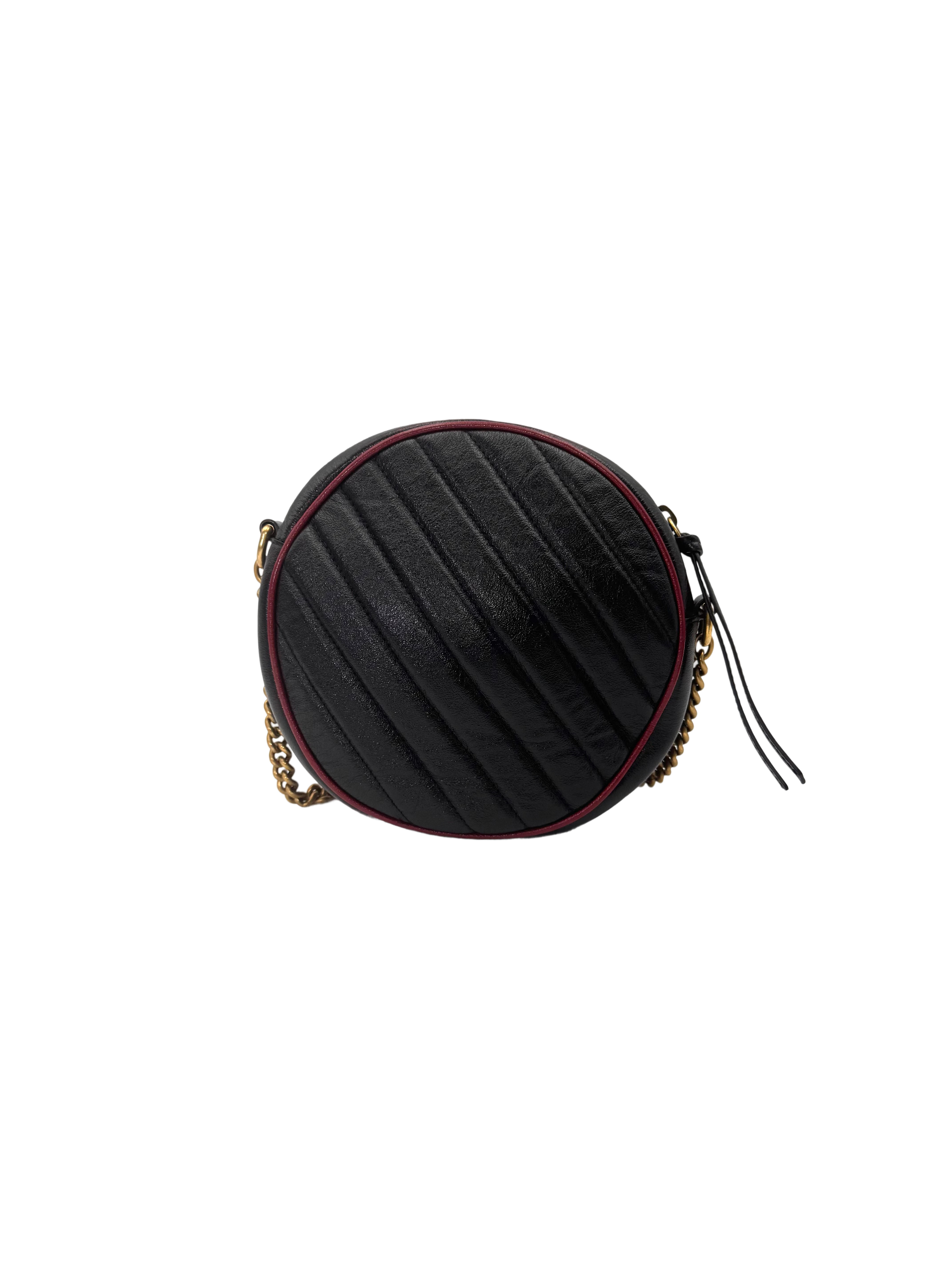 Gucci GG Marmont Black Quilted Leather Round Clutch GG1296
