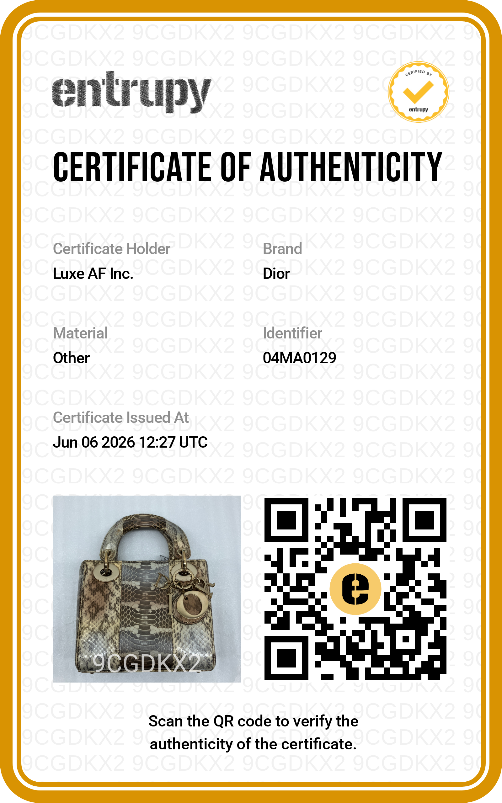 Christian Dior Lady Dior Multicolor Python Leather Handle Bag With Gold Charms DR791