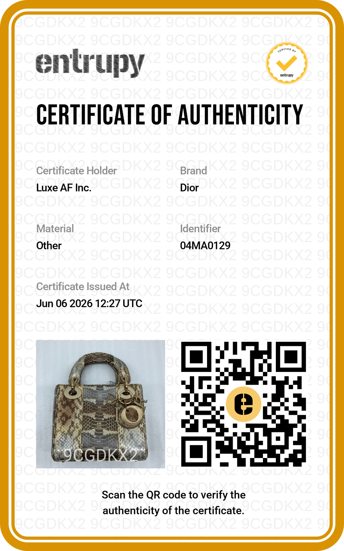 Christian Dior Lady Dior Multicolor Python Leather Handle Bag With Gold Charms DR791