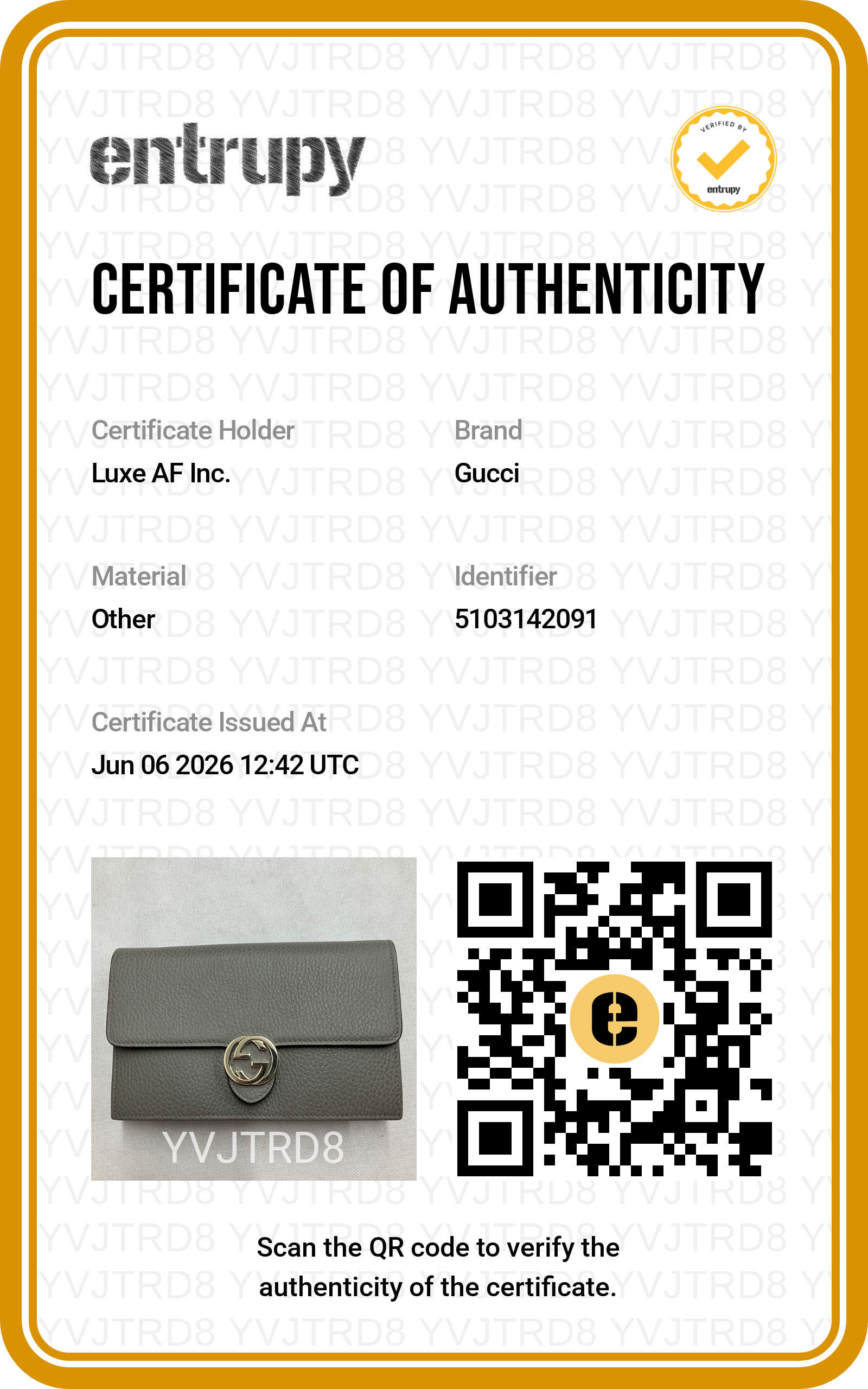 Gucci Interlocking G Grey Leather Wallet On Chain GG1275