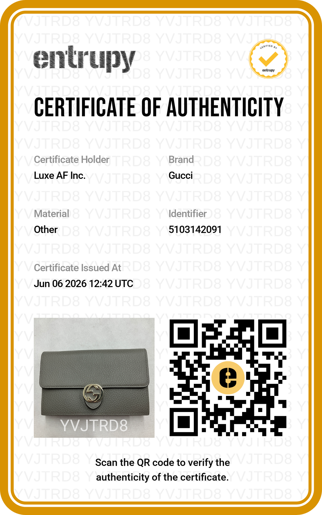 Gucci Interlocking G Grey Leather Wallet On Chain GG1275