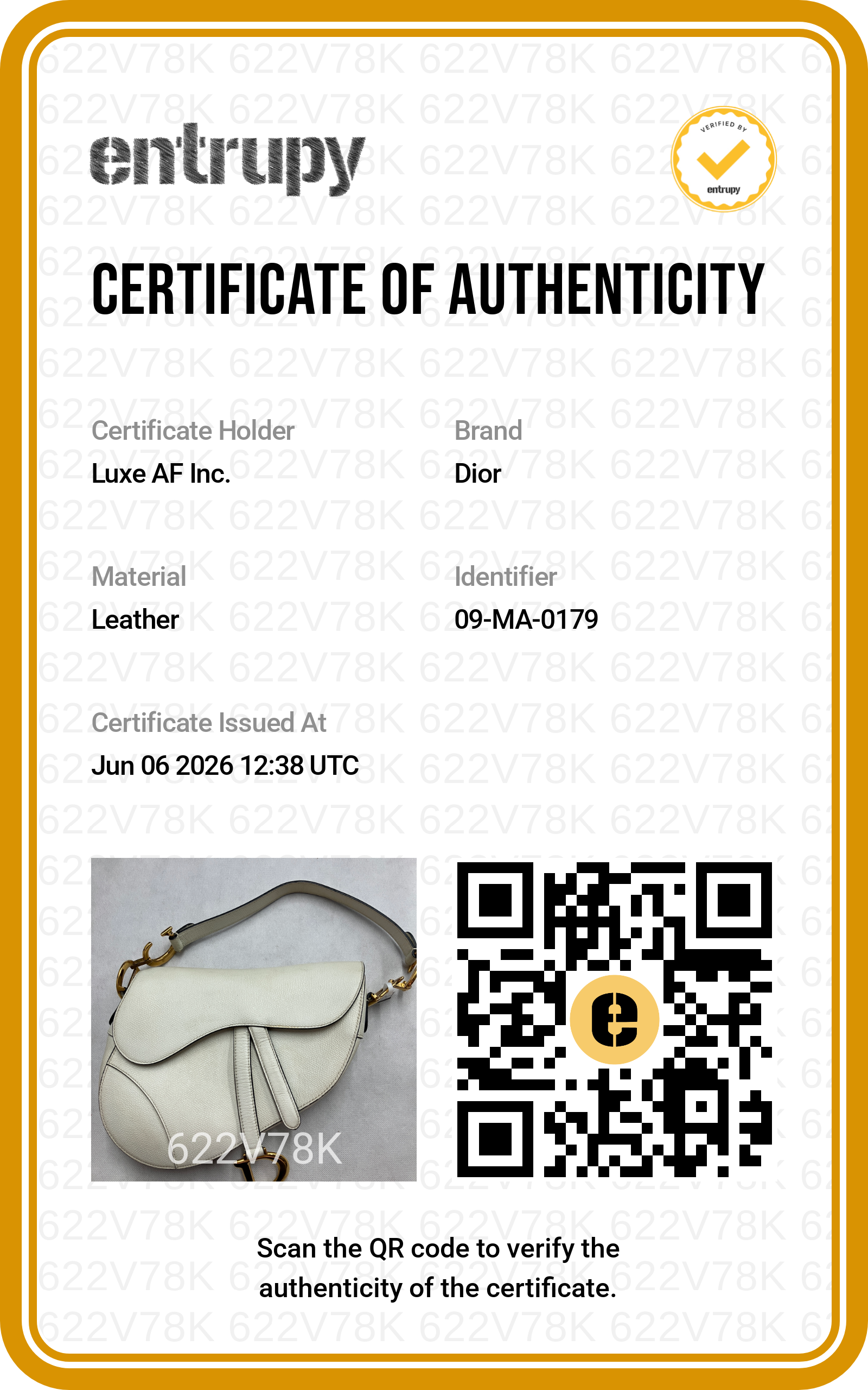Christian Dior White Leather Medium Size Saddle Bag DR802
