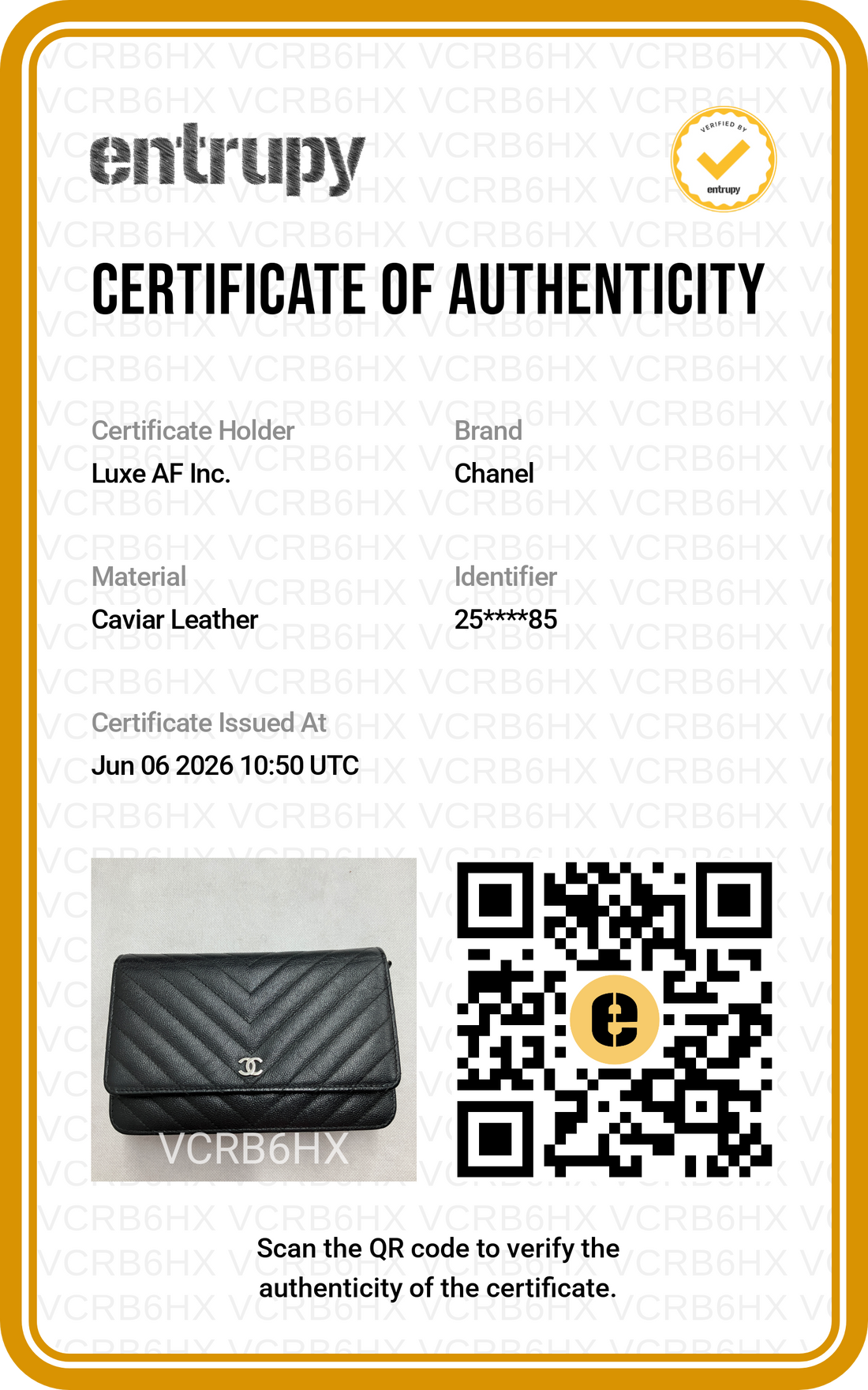 Chanel Black Chevron Quilted Leather Wallet On Chain(25***85) CC2125