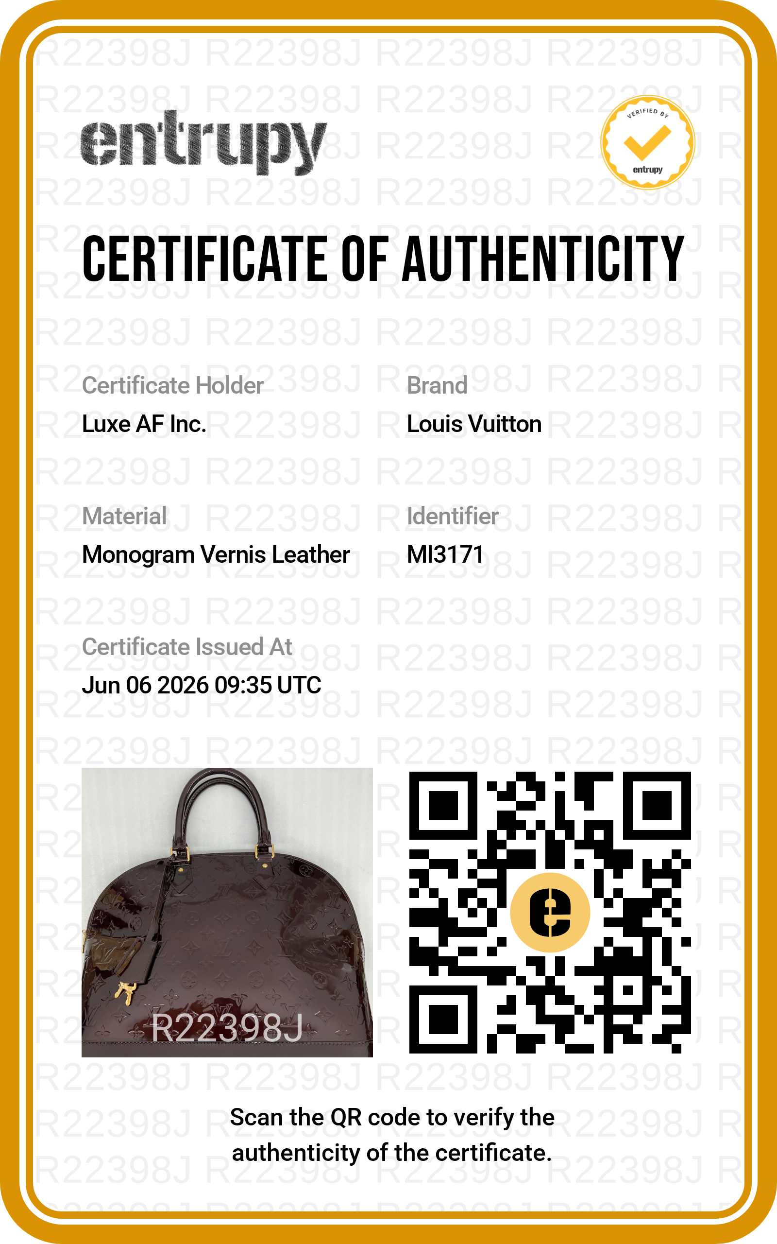 Louis Vuitton Alma BB Dark Red Monogram Vernis Handle Bag LV2989
