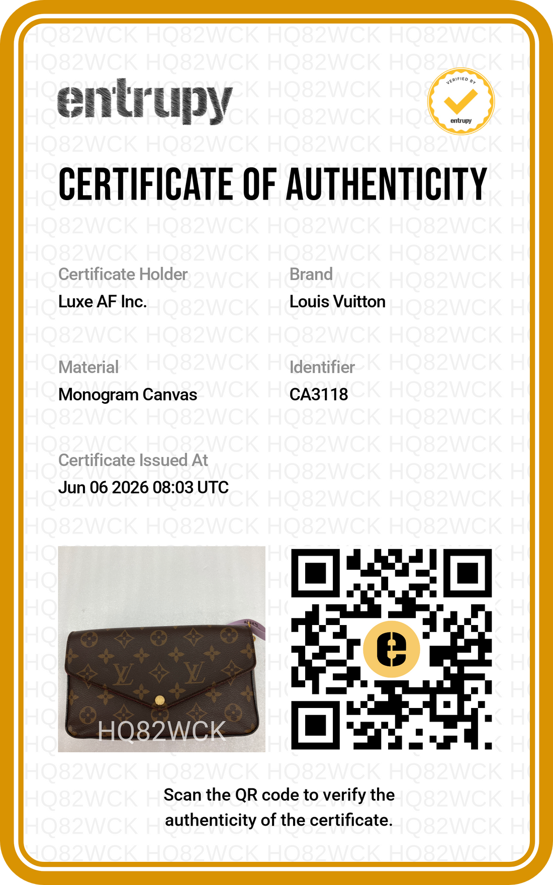 Louis Vuitton Brown Monogram Canvas Pochette Felicie LV2978