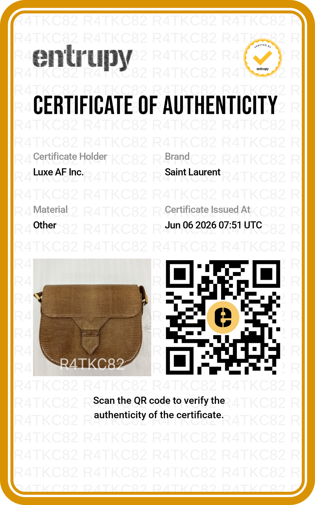 Saint Laurent Brown Lizard Embossed Leather Shoulder Bag SL254
