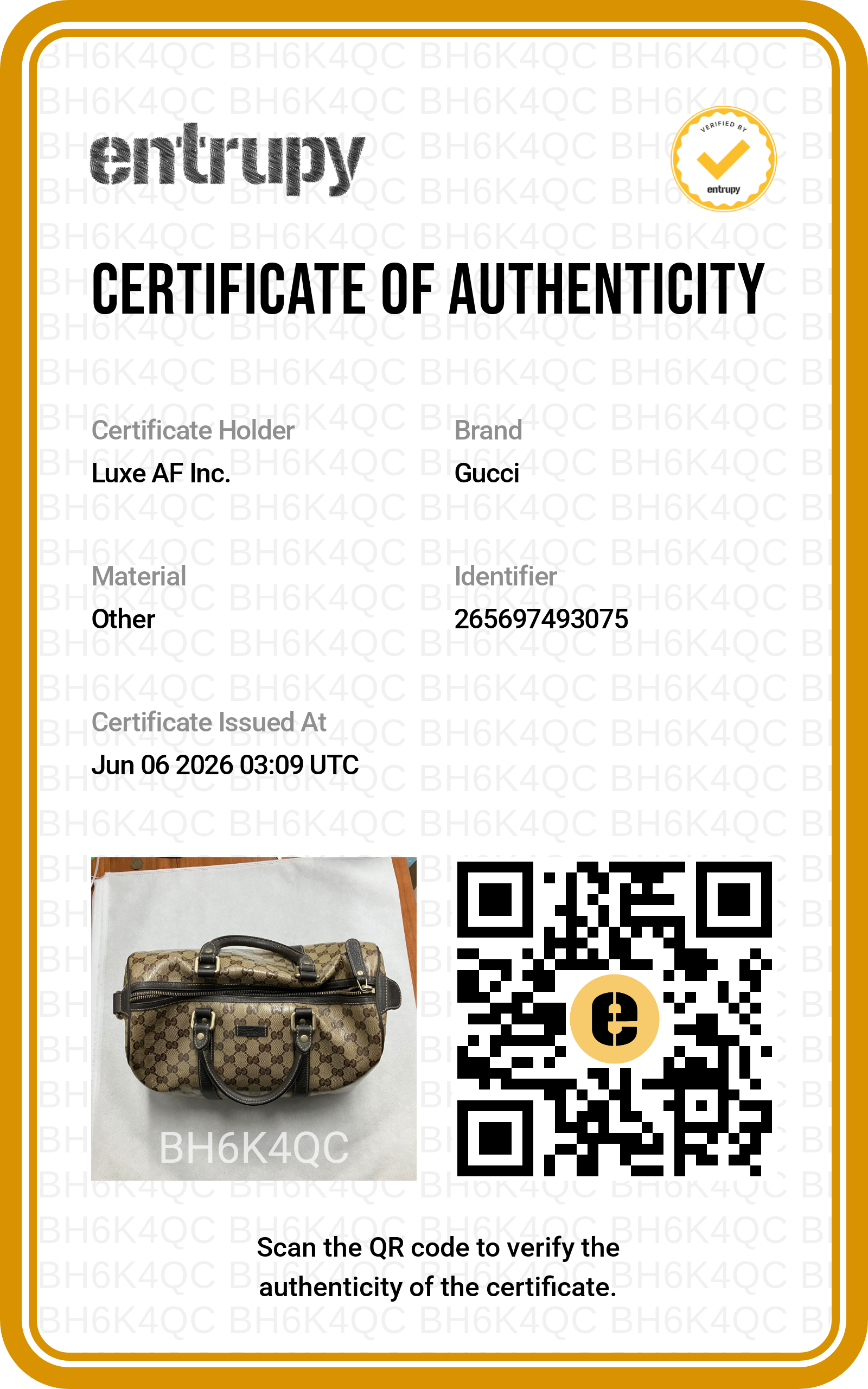 Gucci GG Supreme Canvas Boston Bag With Brown Leather GG1346