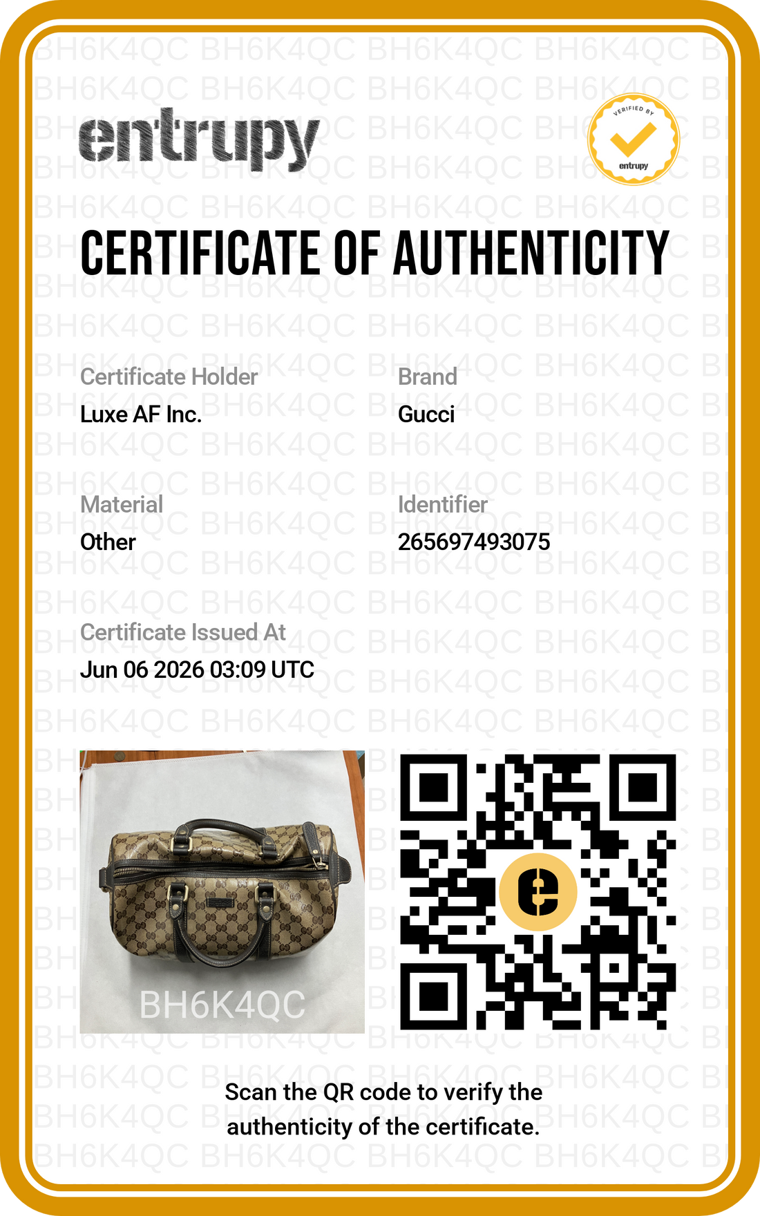 Gucci GG Supreme Canvas Boston Bag With Brown Leather GG1346