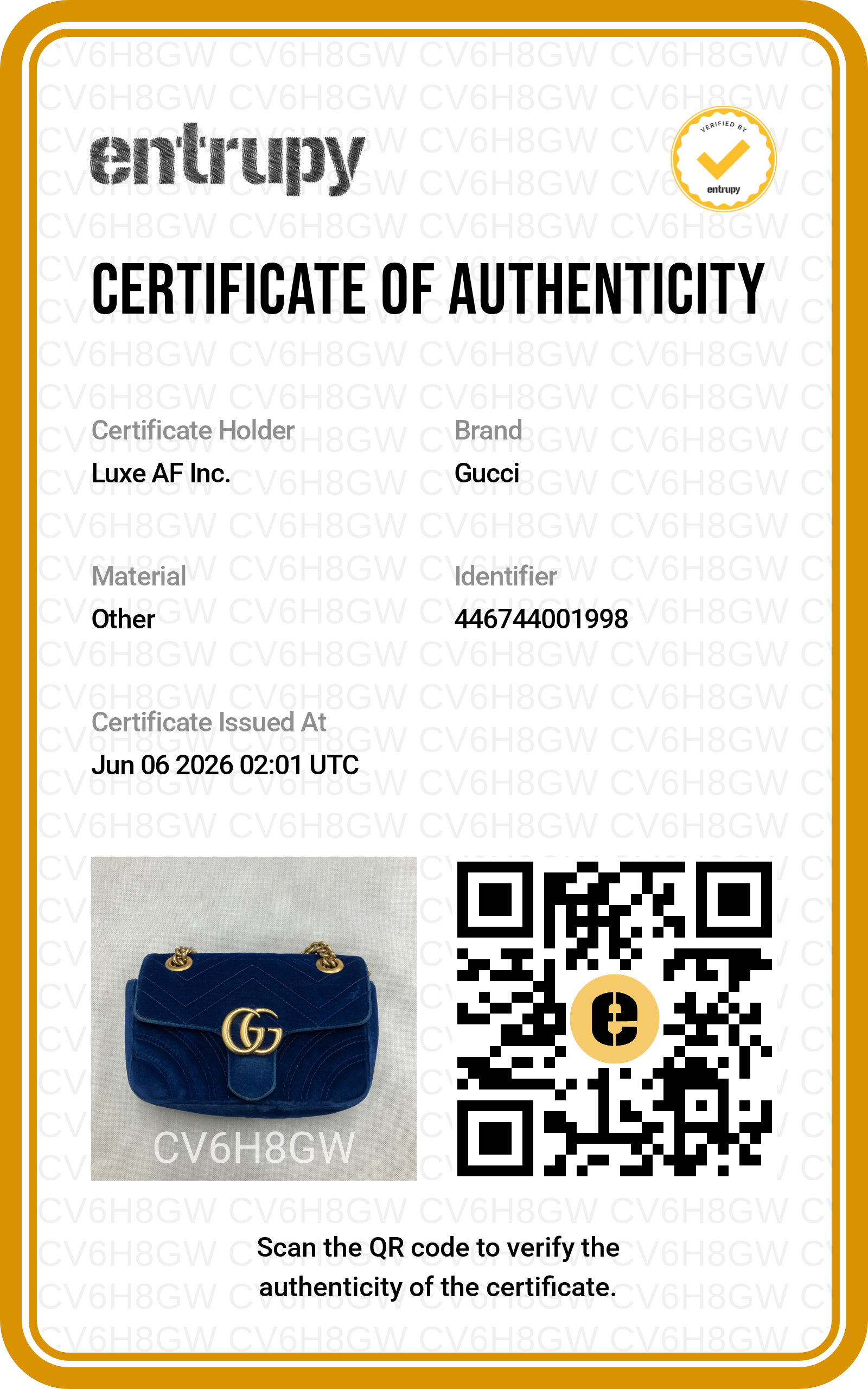 Gucci GG Marmont Blue Velvet Shoulder Bag GG1256