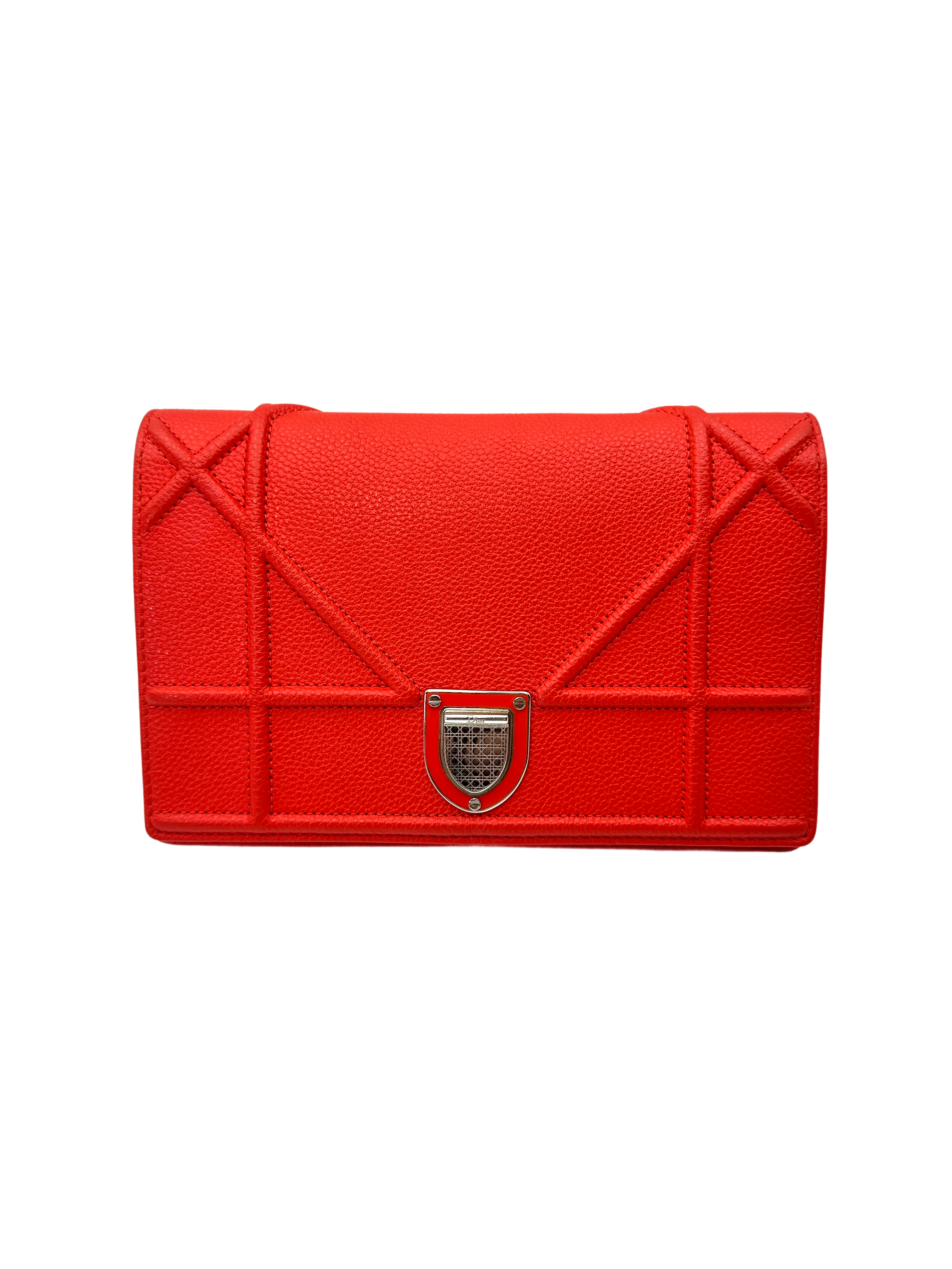 Christian Dior Diorama Orange Leather Wallet On Chain DR786