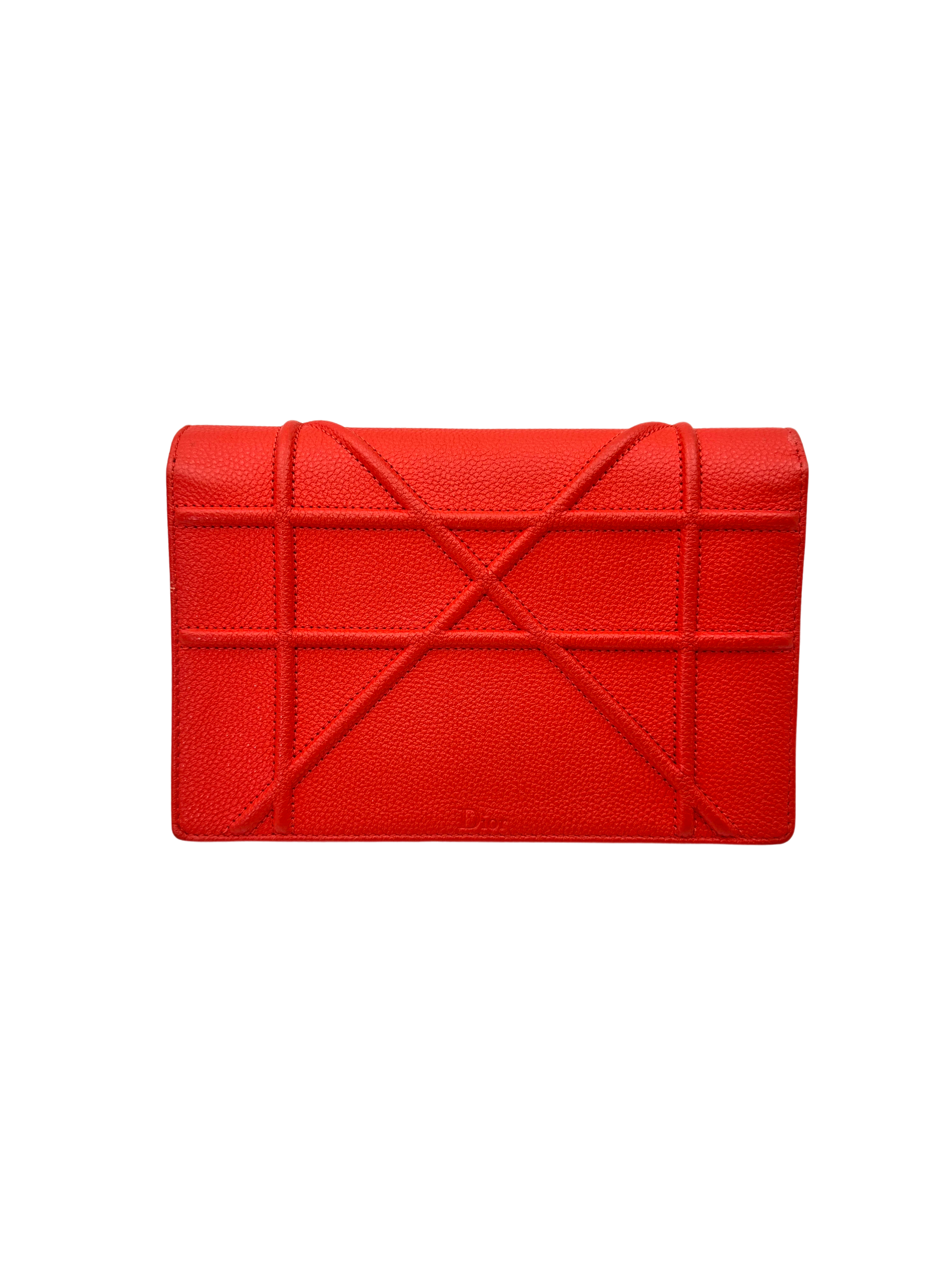 Christian Dior Diorama Orange Leather Wallet On Chain DR786