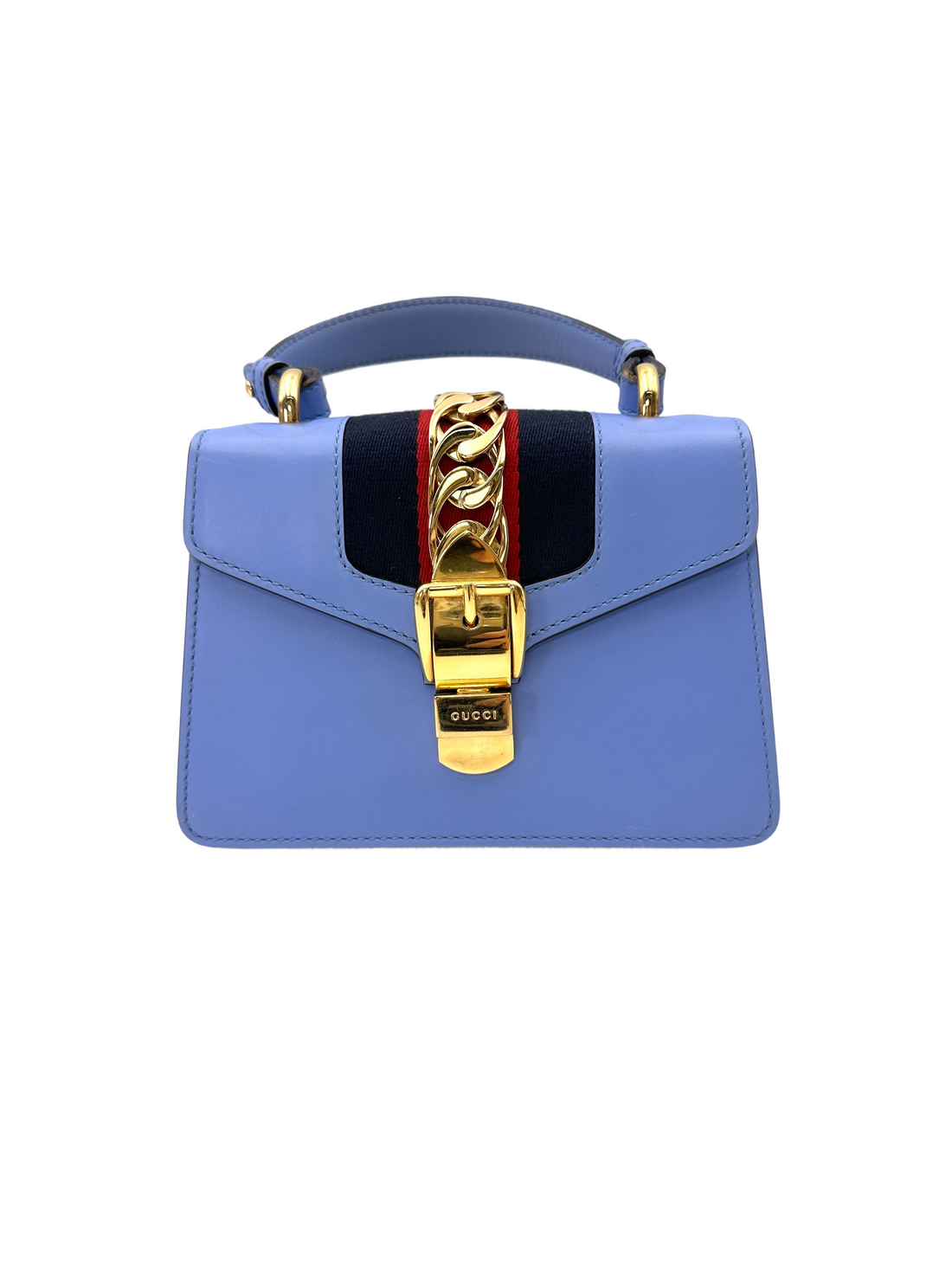 Gucci Sylvie Blue Leather Small Size Shoulder Bag GG1288