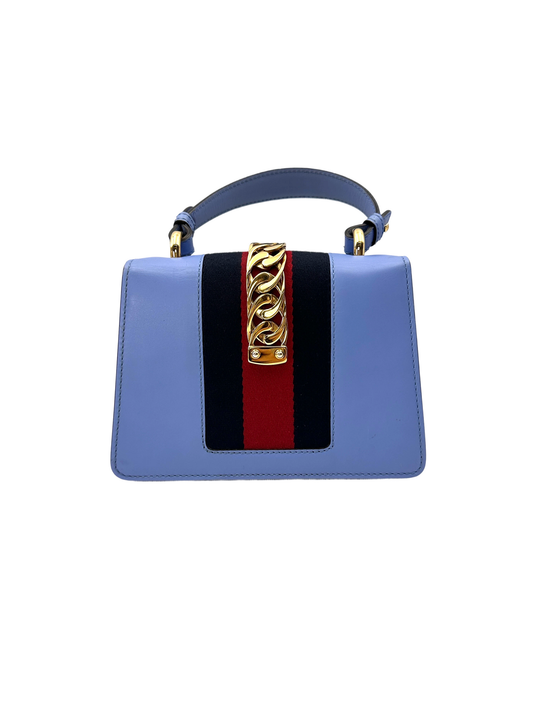 Gucci Sylvie Blue Leather Small Size Shoulder Bag GG1288