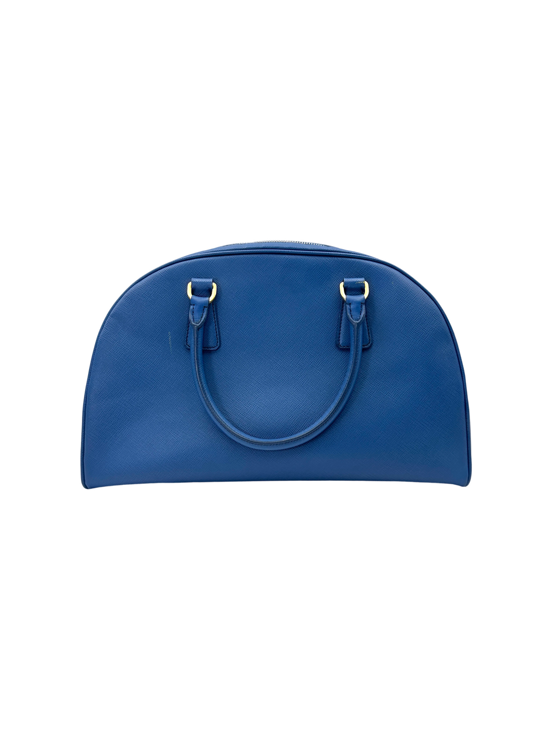 Prada Blue Saffiano Leather Large Size Bowler Bag PR456