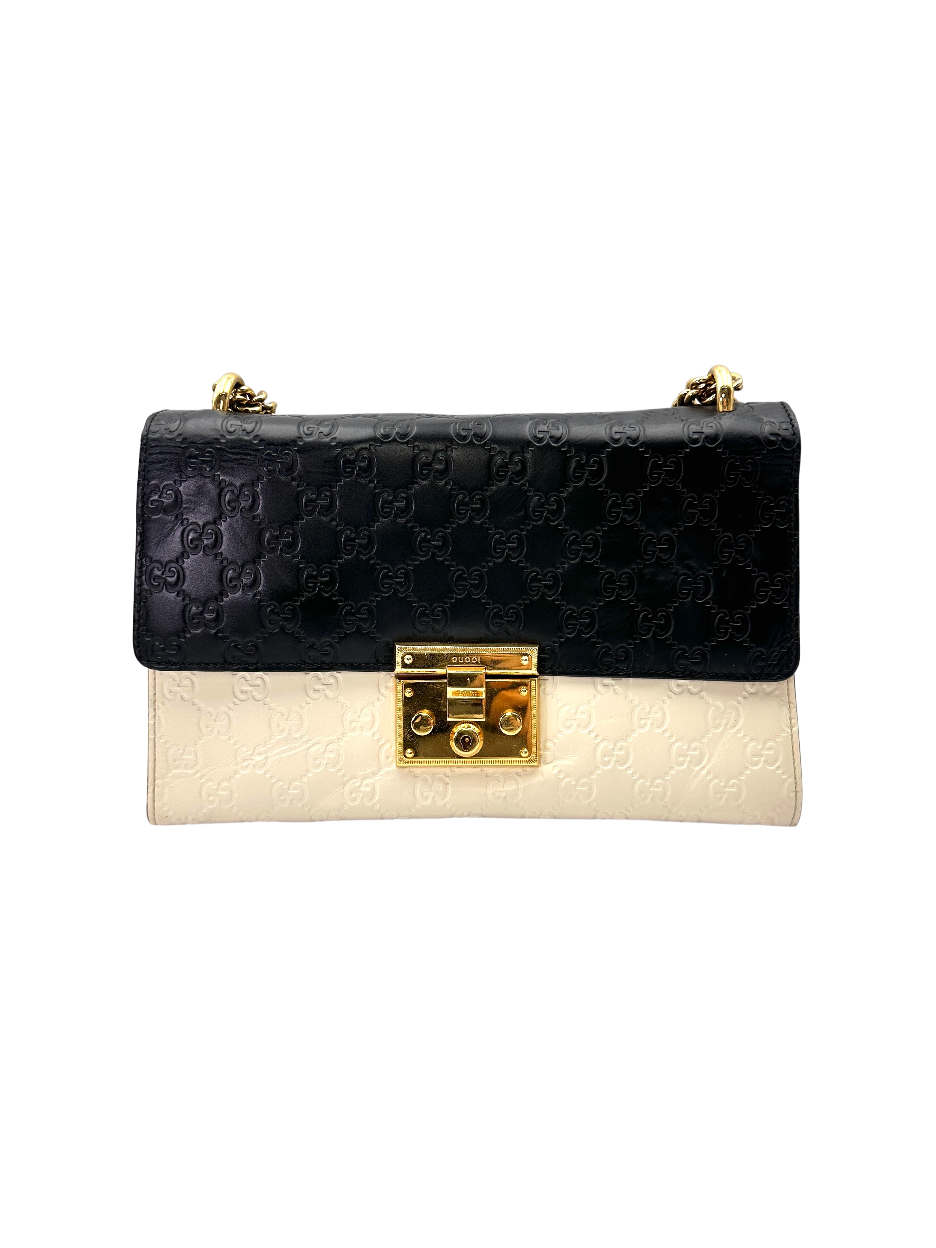 Gucci Padlock Black/White Guccissima Leather Shoulder Bag GG1273