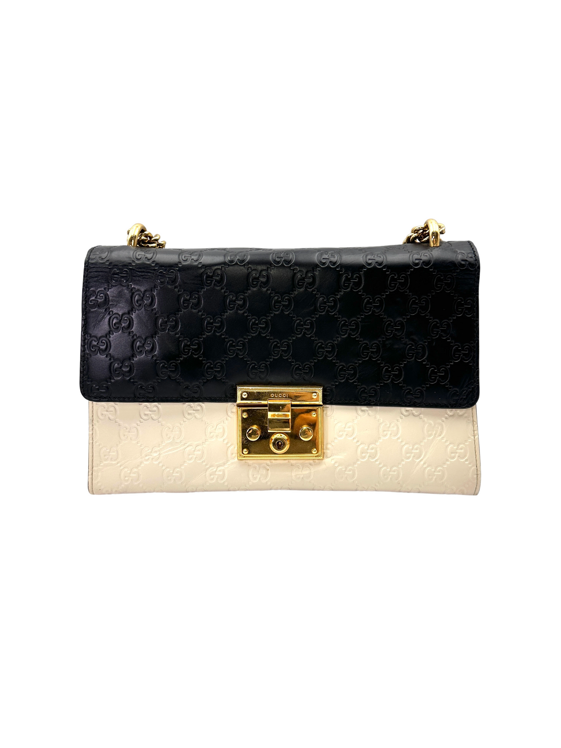 Gucci Padlock Black/White Guccissima Leather Shoulder Bag GG1273