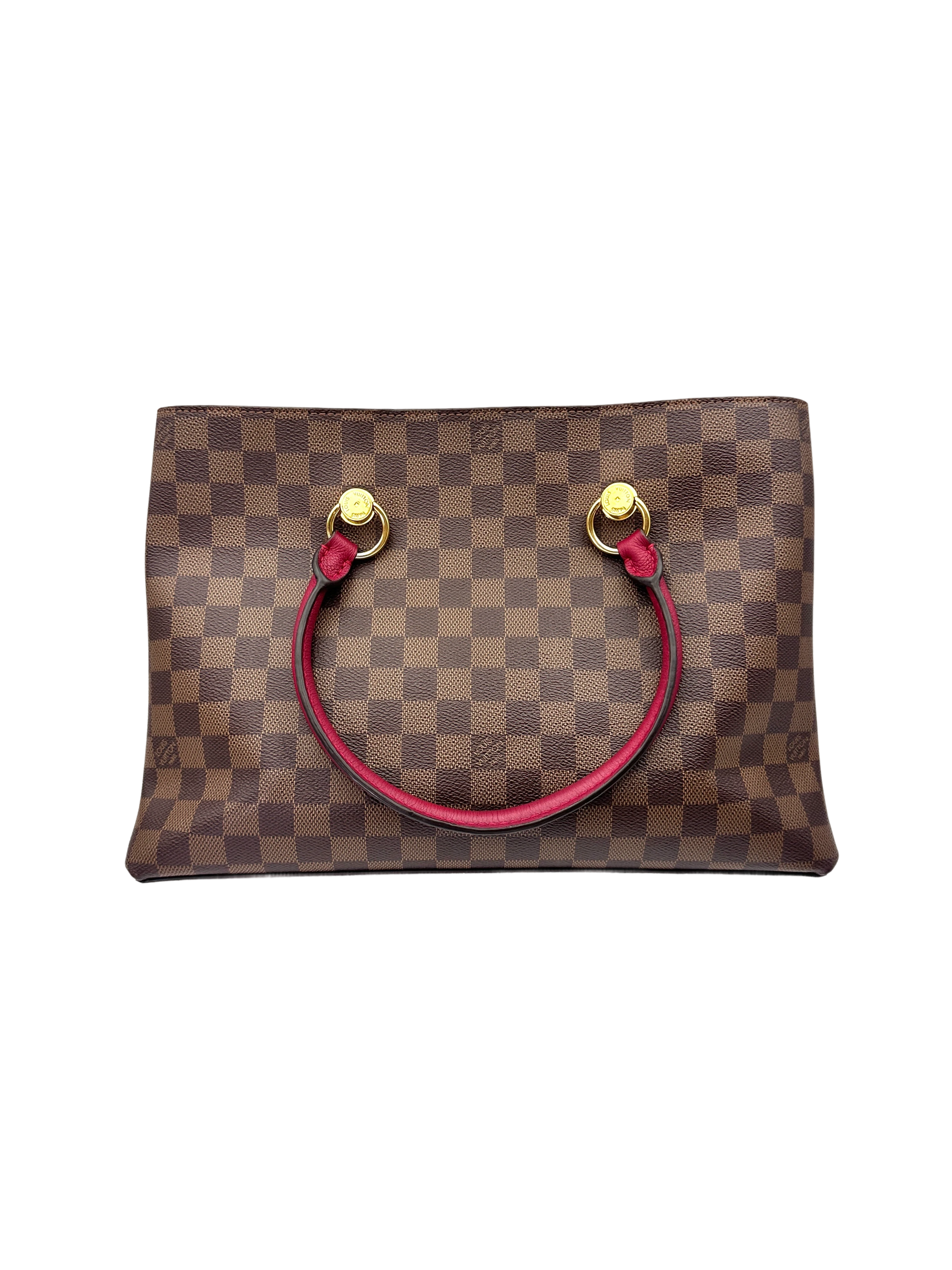 Louis Vuitton Riverside Damier Ebene & Red Leather Handle Bag LV2981