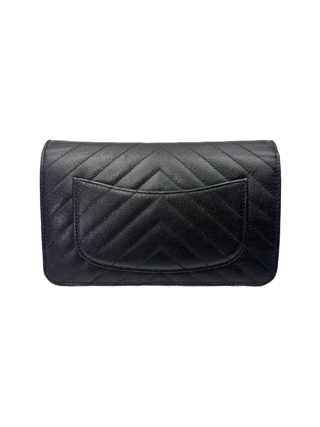 Chanel Black Chevron Quilted Leather Wallet On Chain(25***85) CC2125