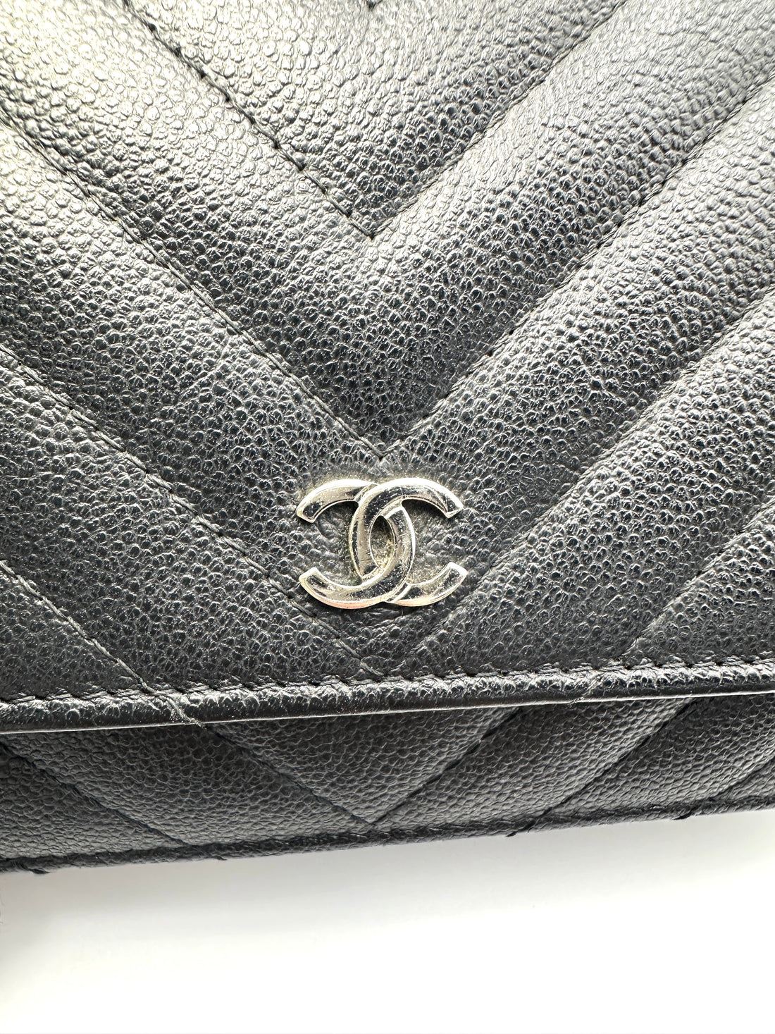 Chanel Black Chevron Quilted Leather Wallet On Chain(25***85) CC2125