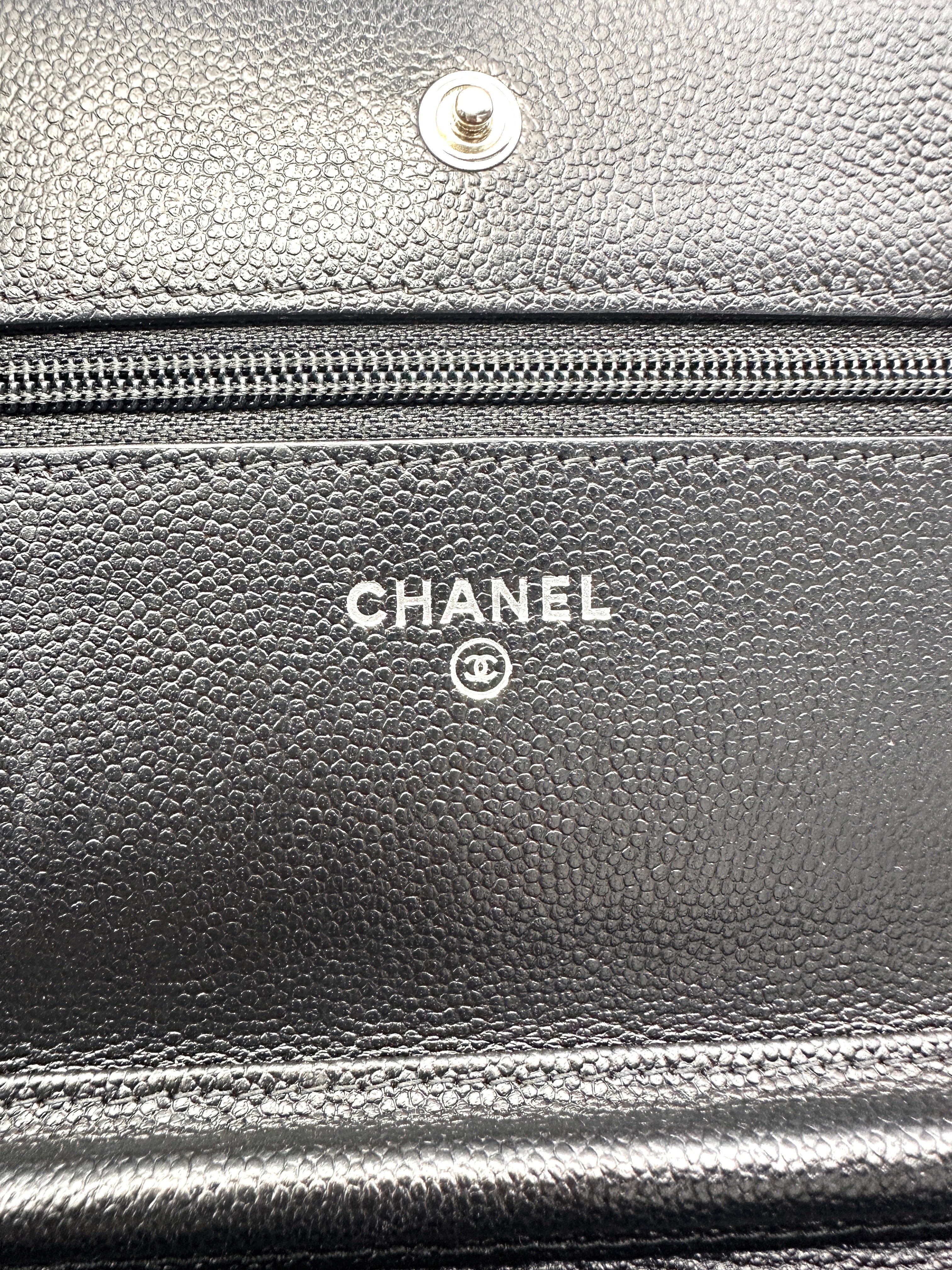 Chanel Black Chevron Quilted Leather Wallet On Chain(25***85) CC2125