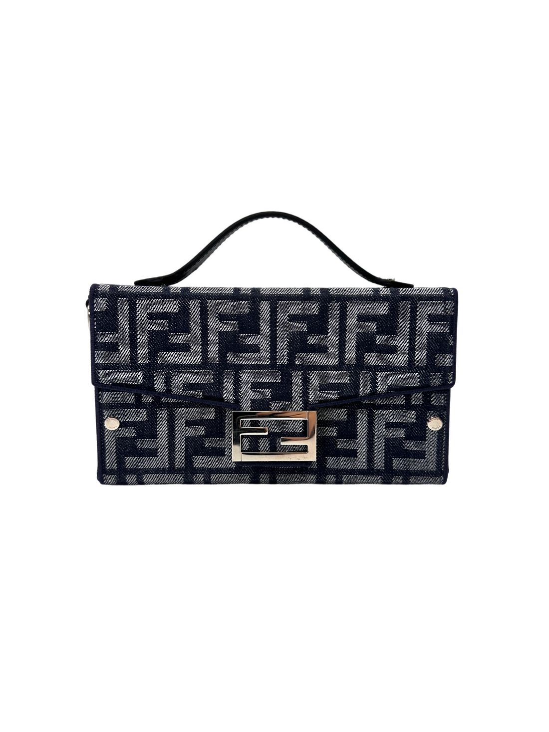 Fendi Baguette FF Embroidered Denim Soft Trunk Bag FF119