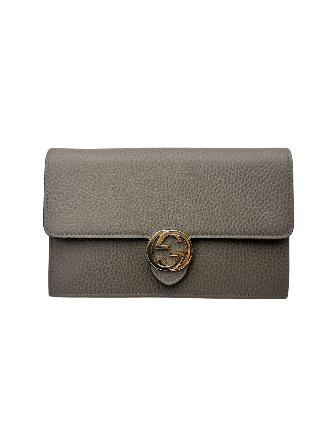 Gucci Interlocking G Grey Leather Wallet On Chain GG1275
