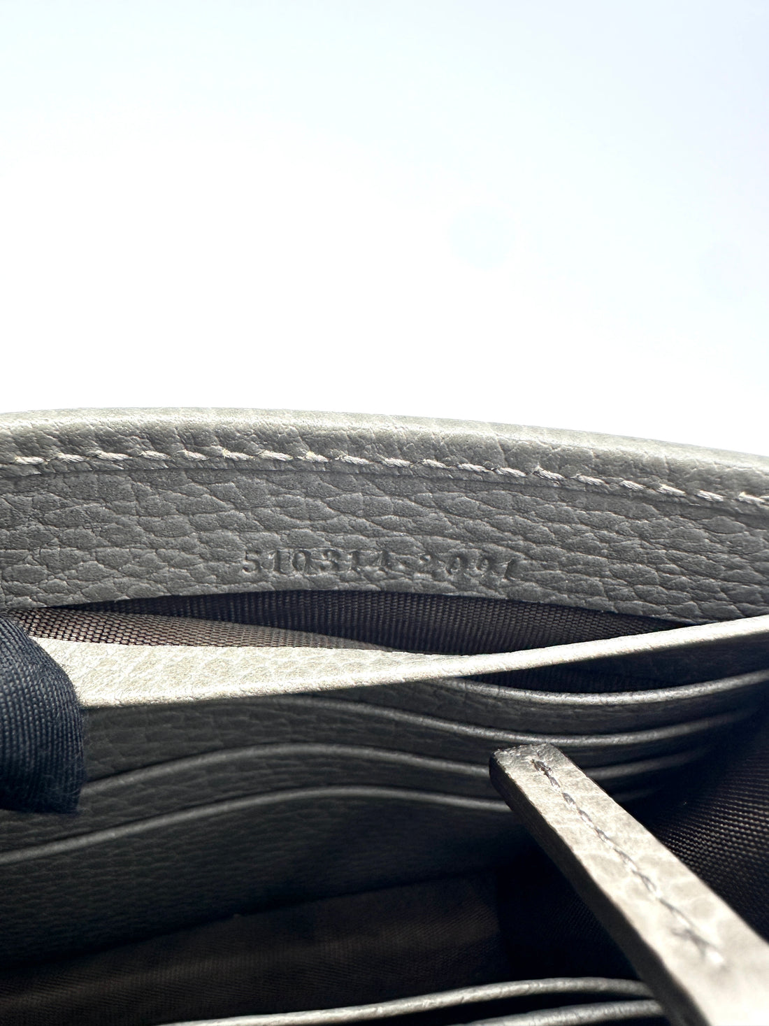 Gucci Interlocking G Grey Leather Wallet On Chain GG1275