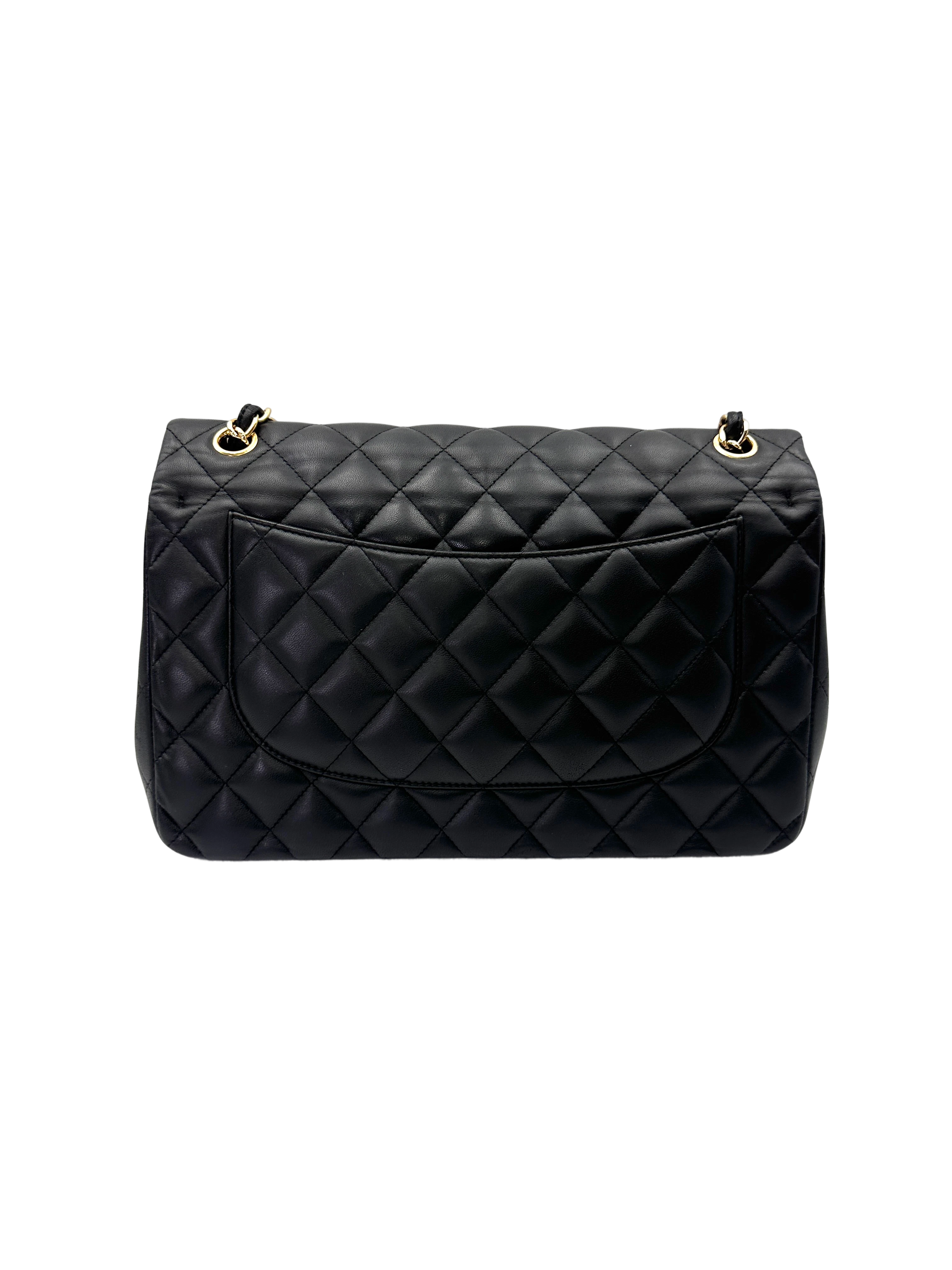 Chanel Classic Flap Black Quilted Lambskin Jumbo Shoulder Bag With Gold Buckle(19***99) CC2129