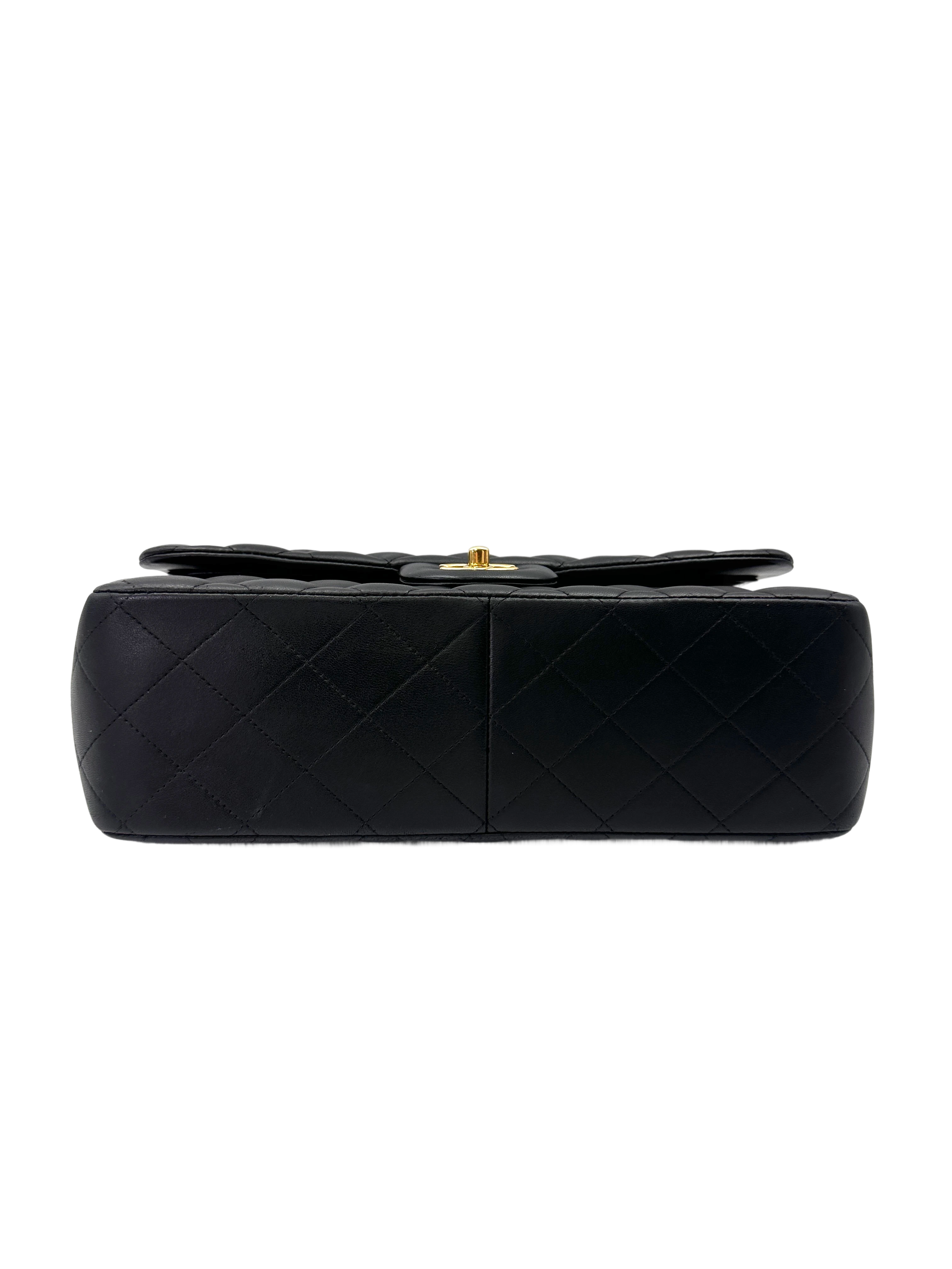 Chanel Classic Flap Black Quilted Lambskin Jumbo Shoulder Bag With Gold Buckle(19***99) CC2129
