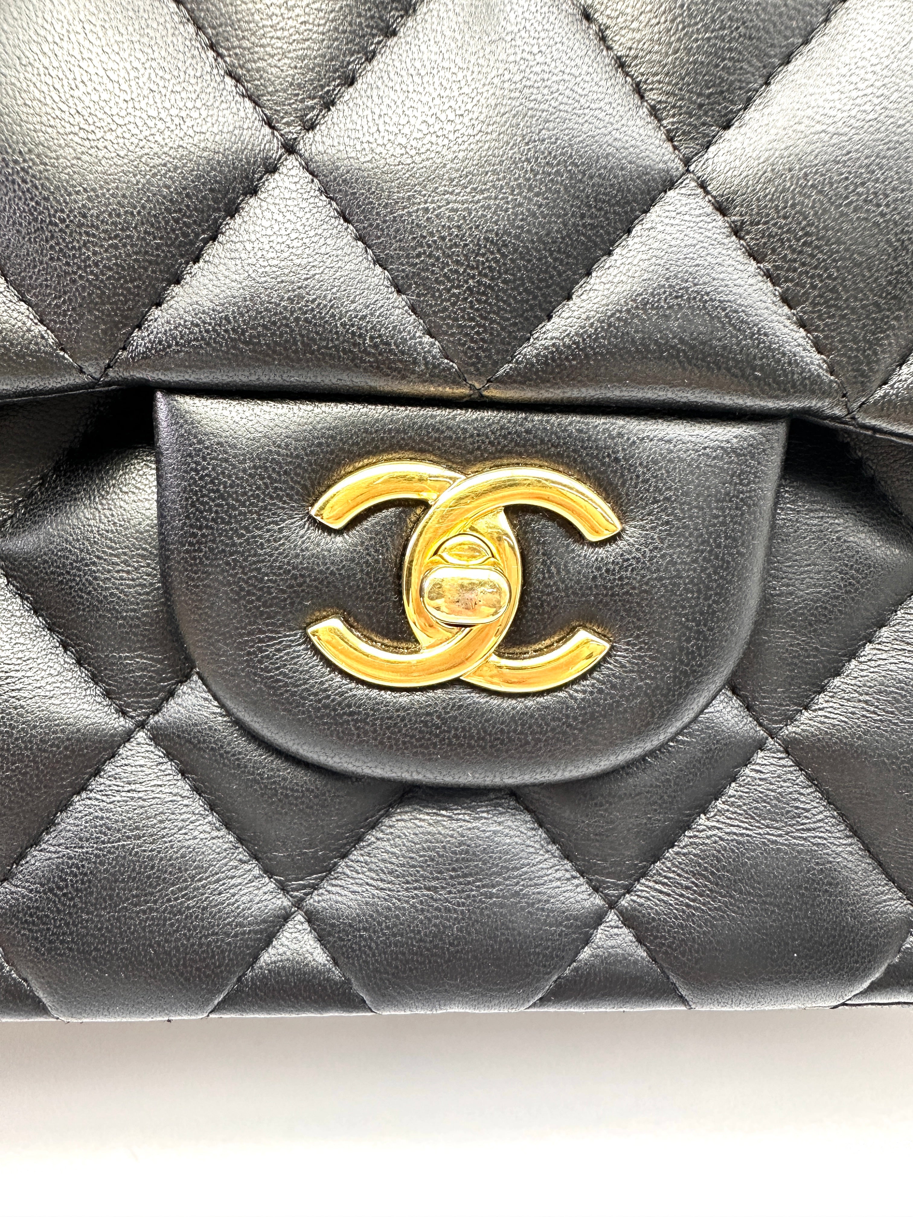 Chanel Classic Flap Black Quilted Lambskin Jumbo Shoulder Bag With Gold Buckle(19***99) CC2129
