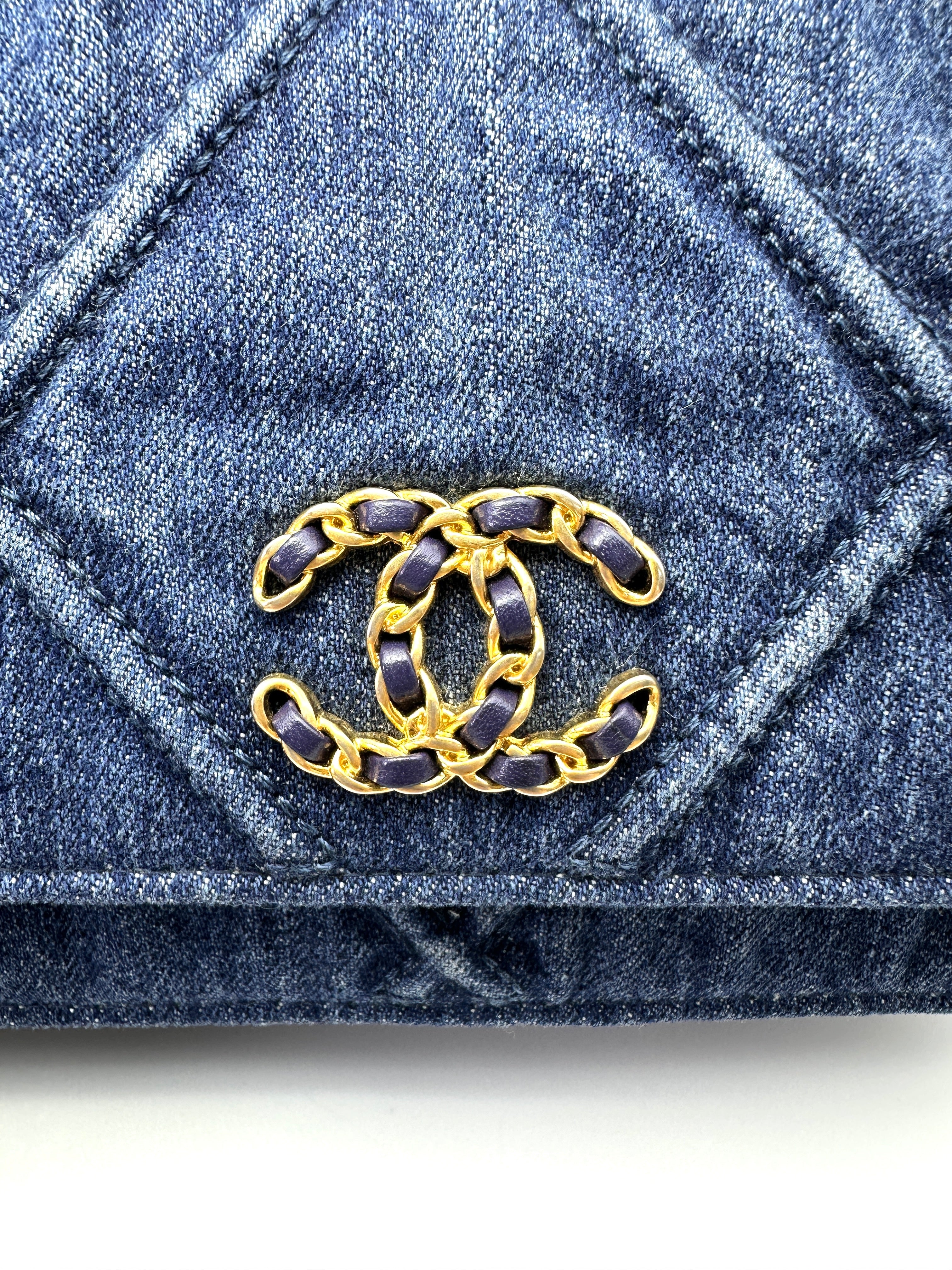 Chanel 19Bag Blue Denim Leather Wallet On Chain(29***95) CC2130
