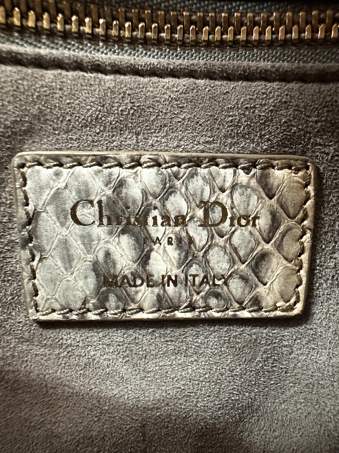 Christian Dior Lady Dior Multicolor Python Leather Handle Bag With Gold Charms DR791