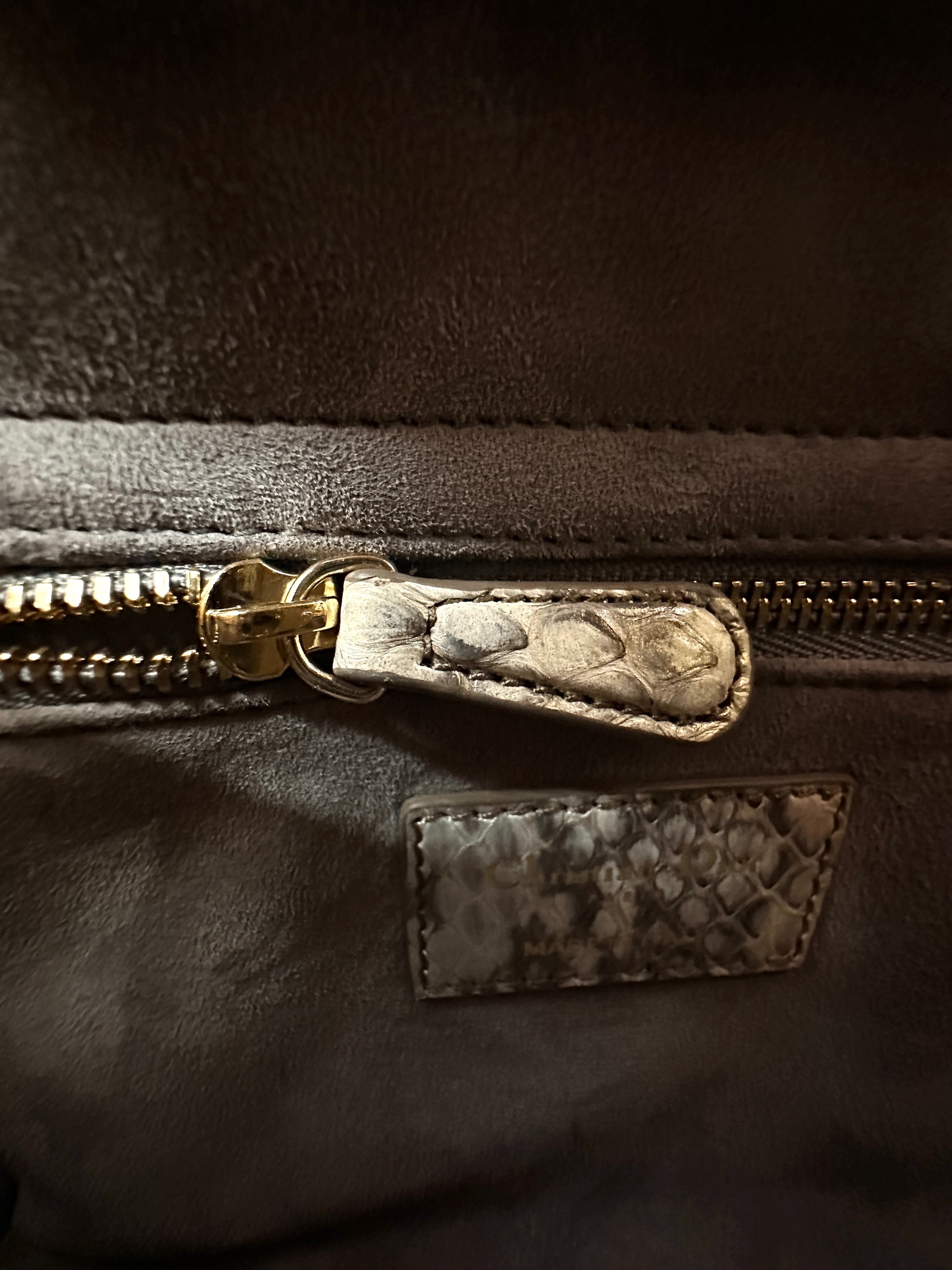 Christian Dior Lady Dior Multicolor Python Leather Handle Bag With Gold Charms DR791