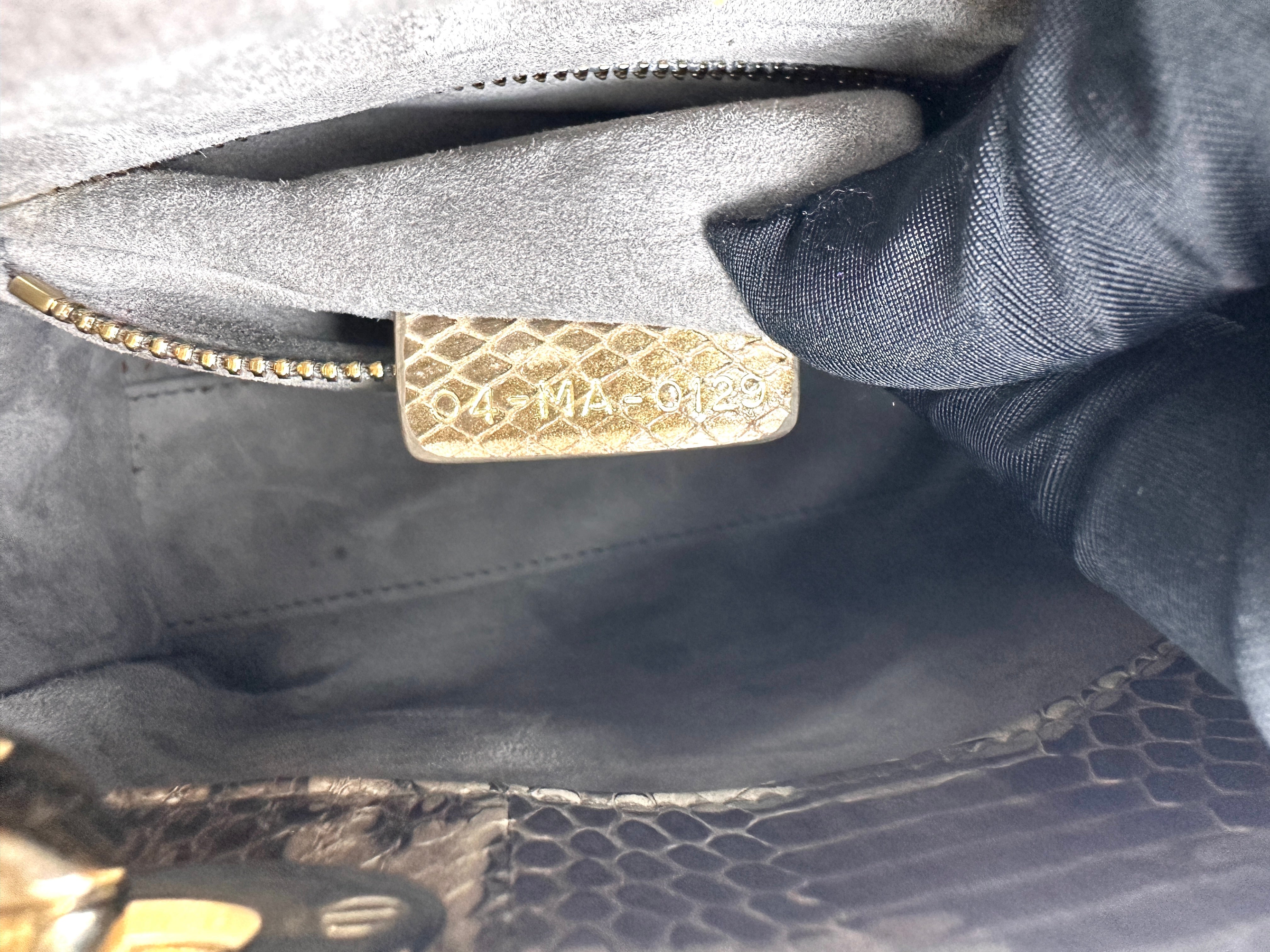 Christian Dior Lady Dior Multicolor Python Leather Handle Bag With Gold Charms DR791