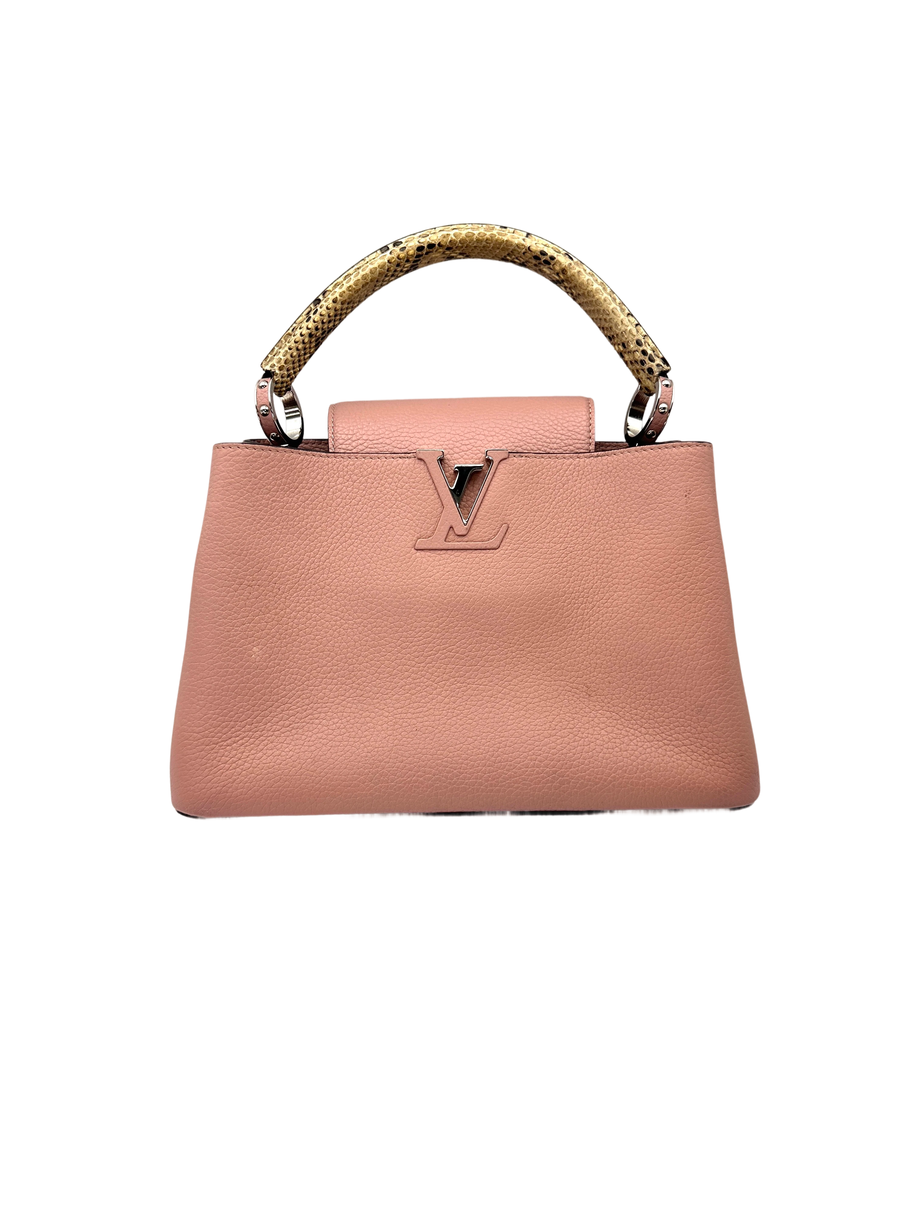 Louis Vuitton Capucines MM Pink Leather Python Handle Bag LV2994