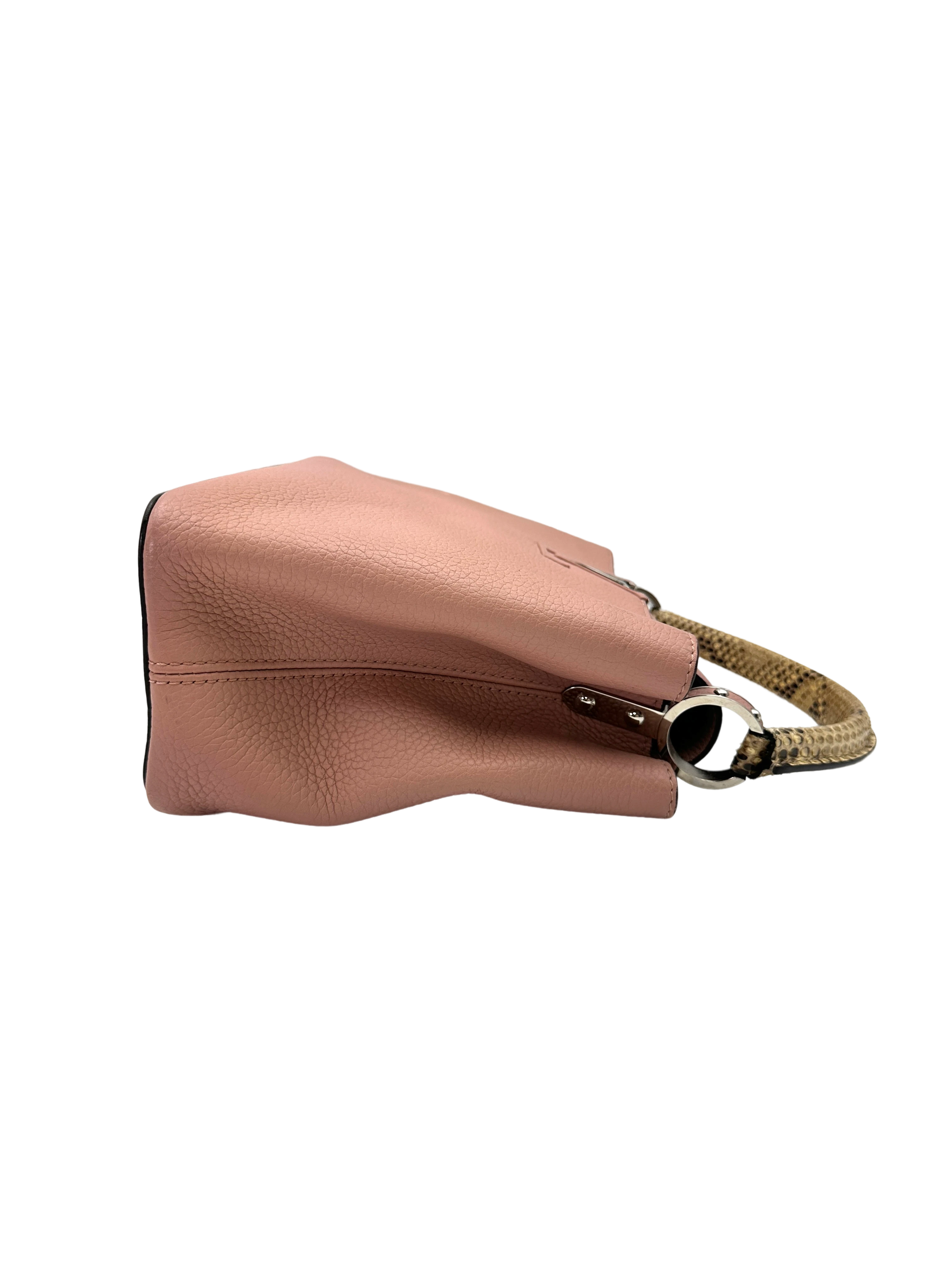 Louis Vuitton Capucines MM Pink Leather Python Handle Bag LV2994