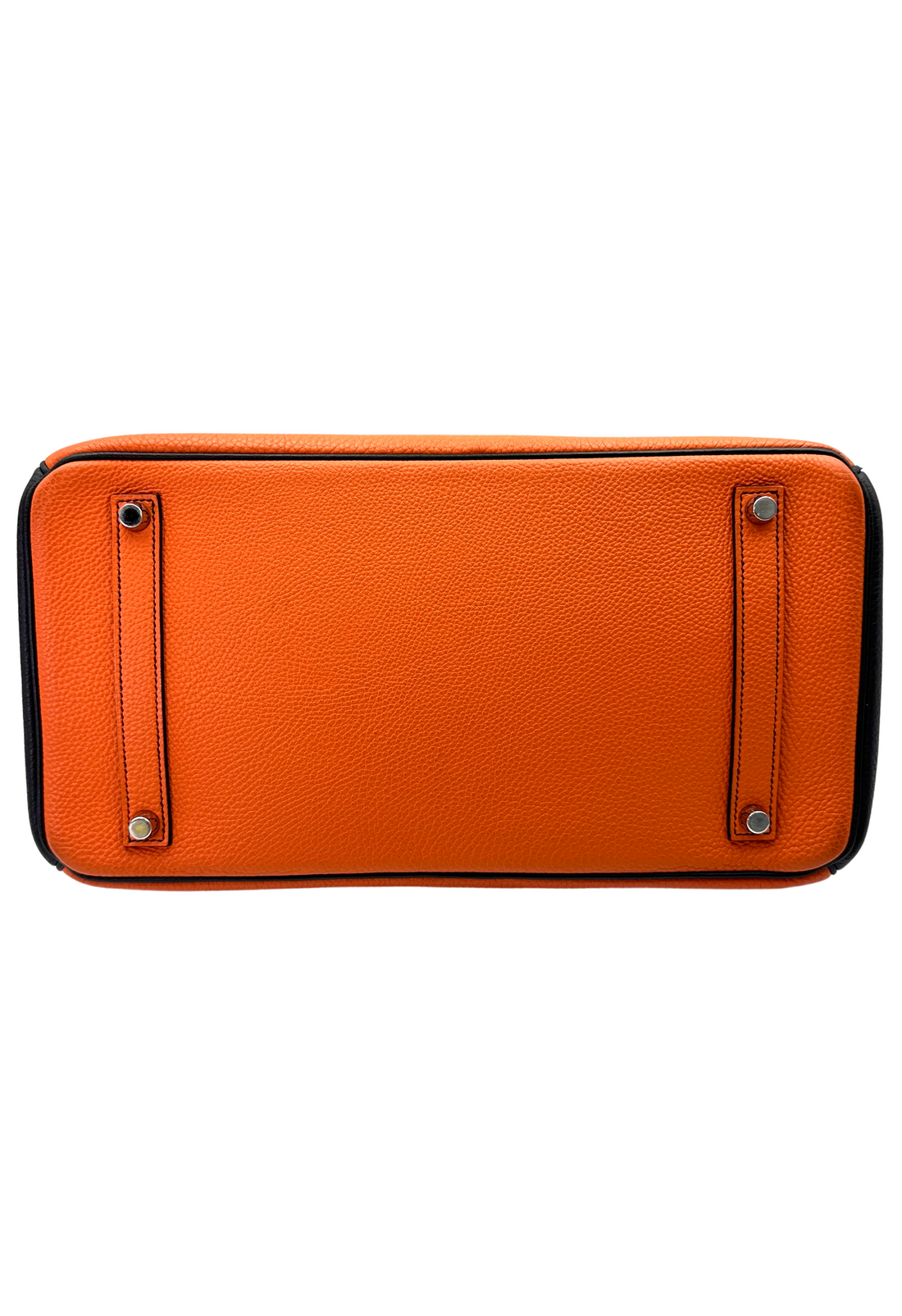 Hermes Birkin35 Orange/Black Leather Top Handle Bag HR123