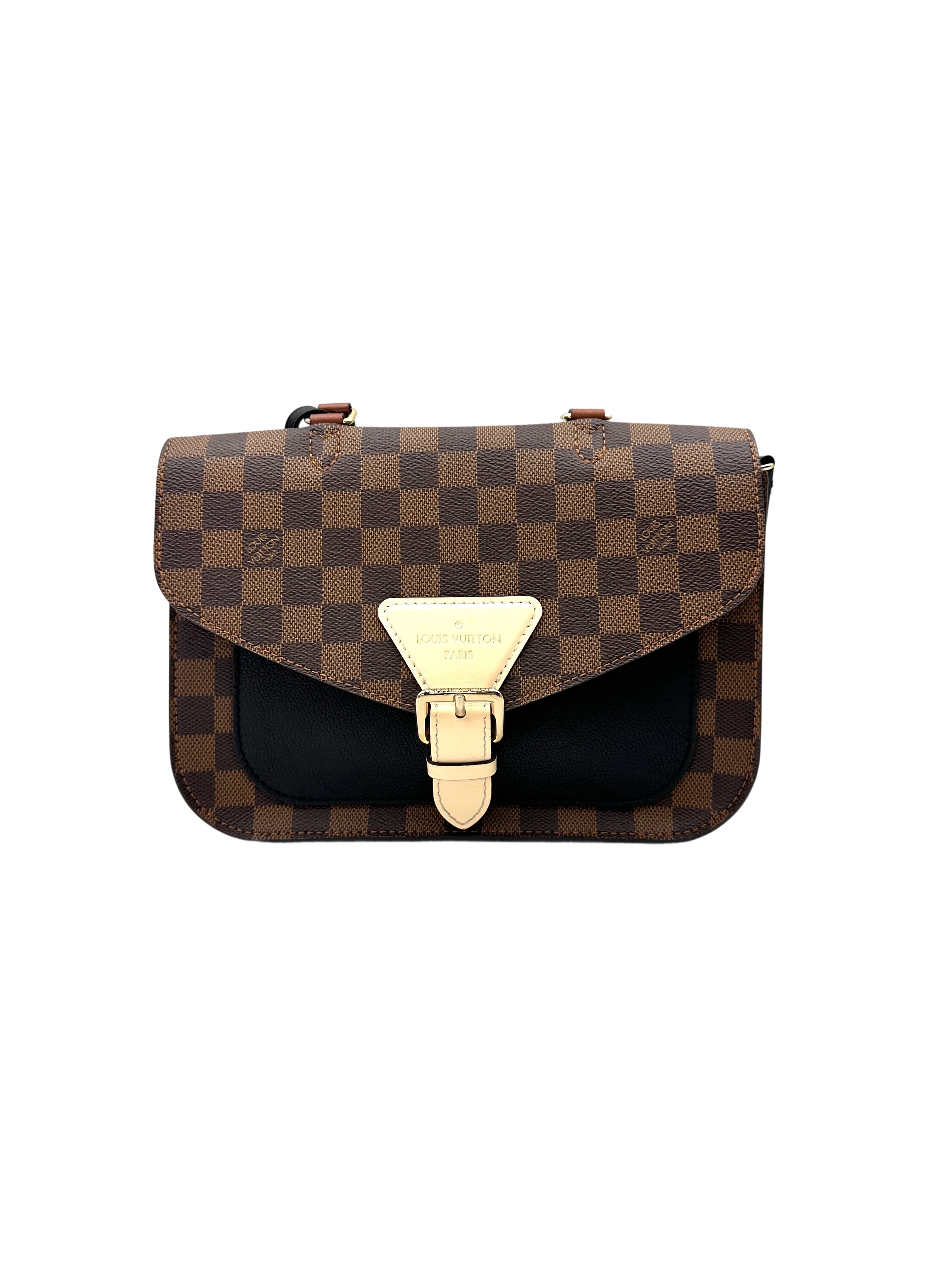 Louis Vuitton Beaumarchais Damier Ebene & Black Leather Handle Bag LV2984