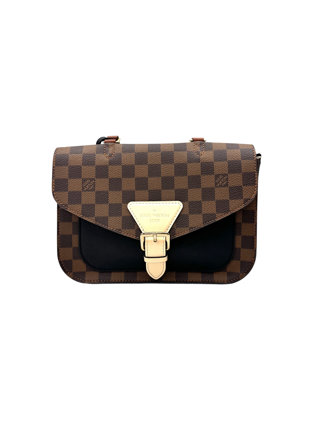 Louis Vuitton Beaumarchais Damier Ebene & Black Leather Handle Bag LV2984