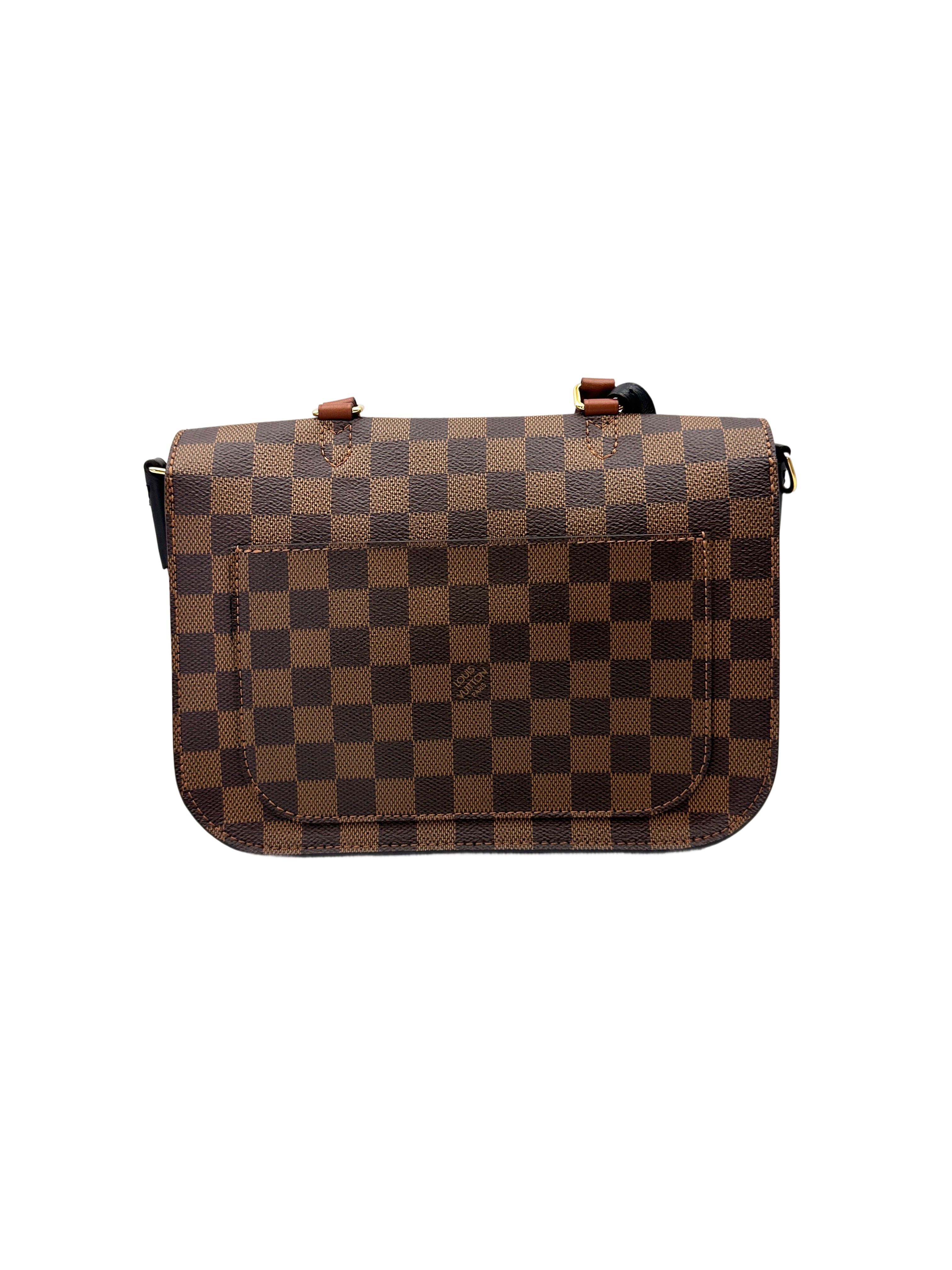 Louis Vuitton Beaumarchais Damier Ebene & Black Leather Handle Bag LV2984