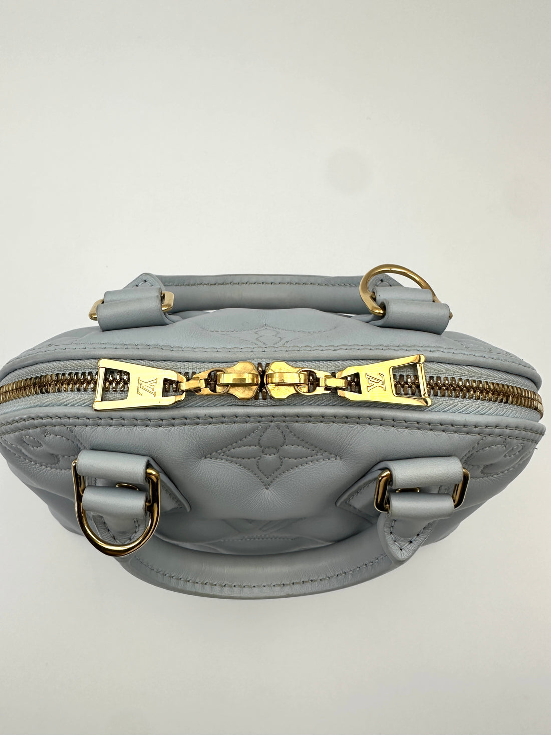 Louis Vuitton Alma Soft BB Bubblegram Blue Quilted Leather Handle Bag LV2988