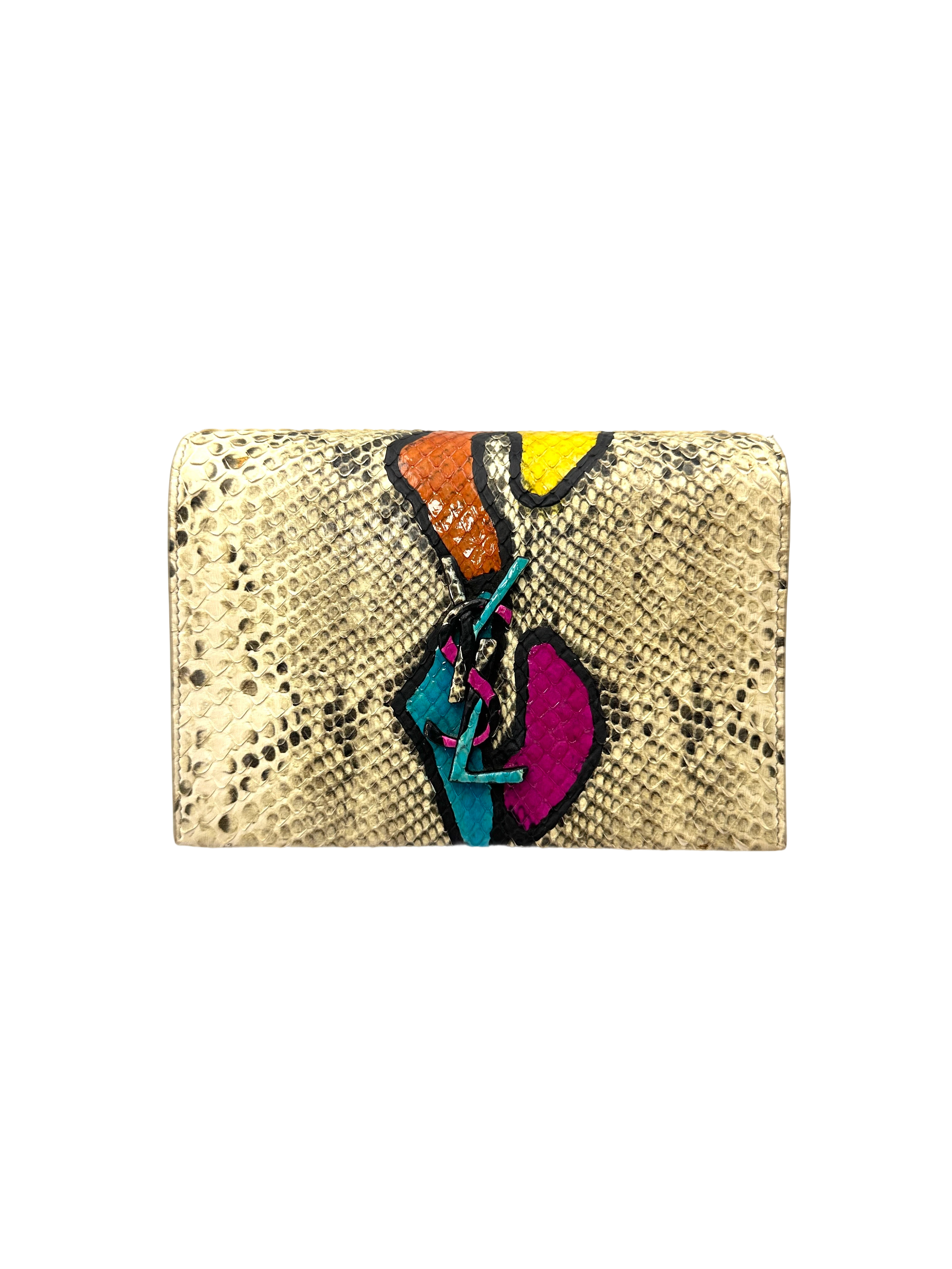 Saint Laurent Kate Multicolor Python Print Leather Shoulder Bag With Rainbow YSL SL253
