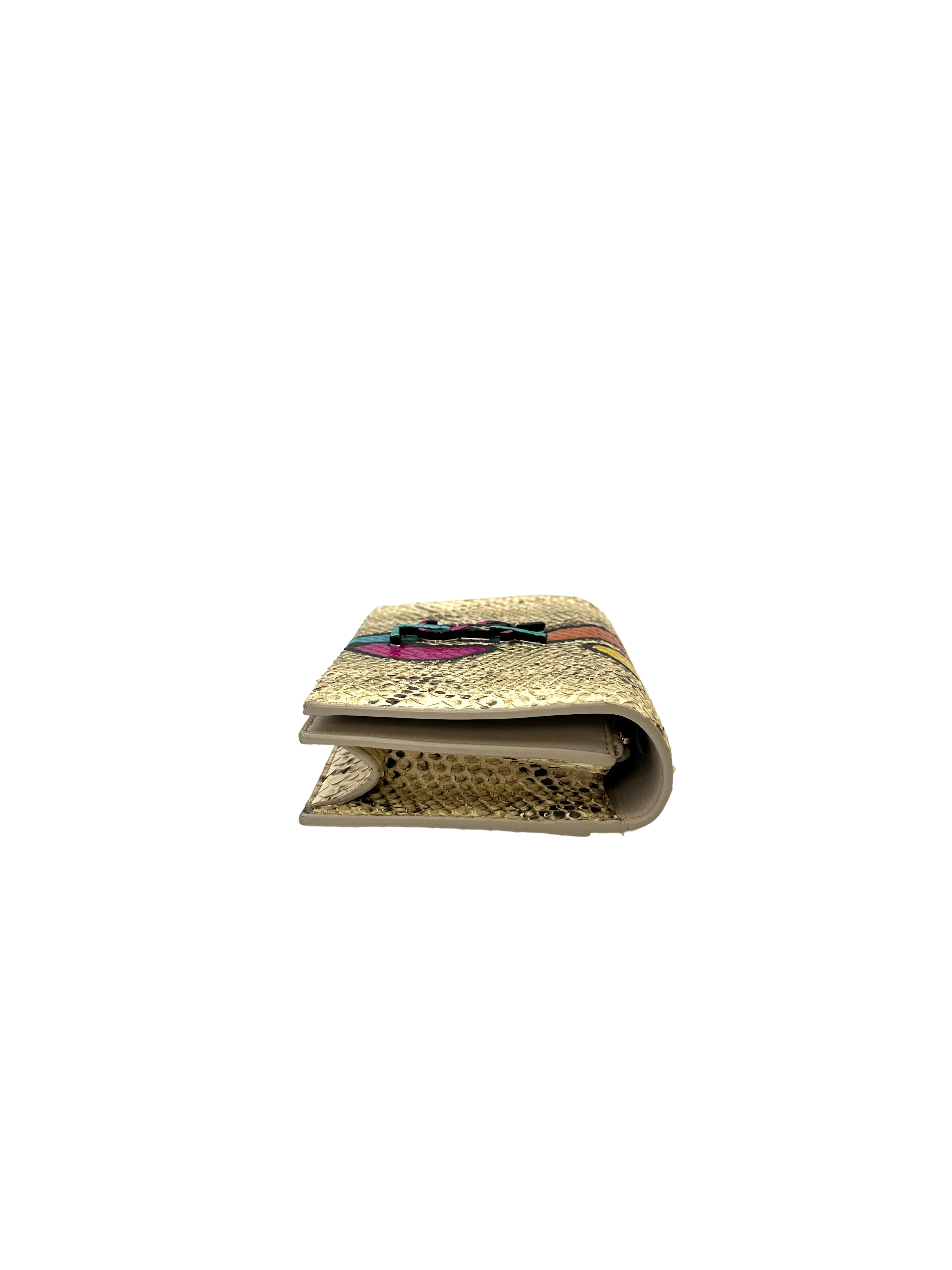Saint Laurent Kate Multicolor Python Print Leather Shoulder Bag With Rainbow YSL SL253