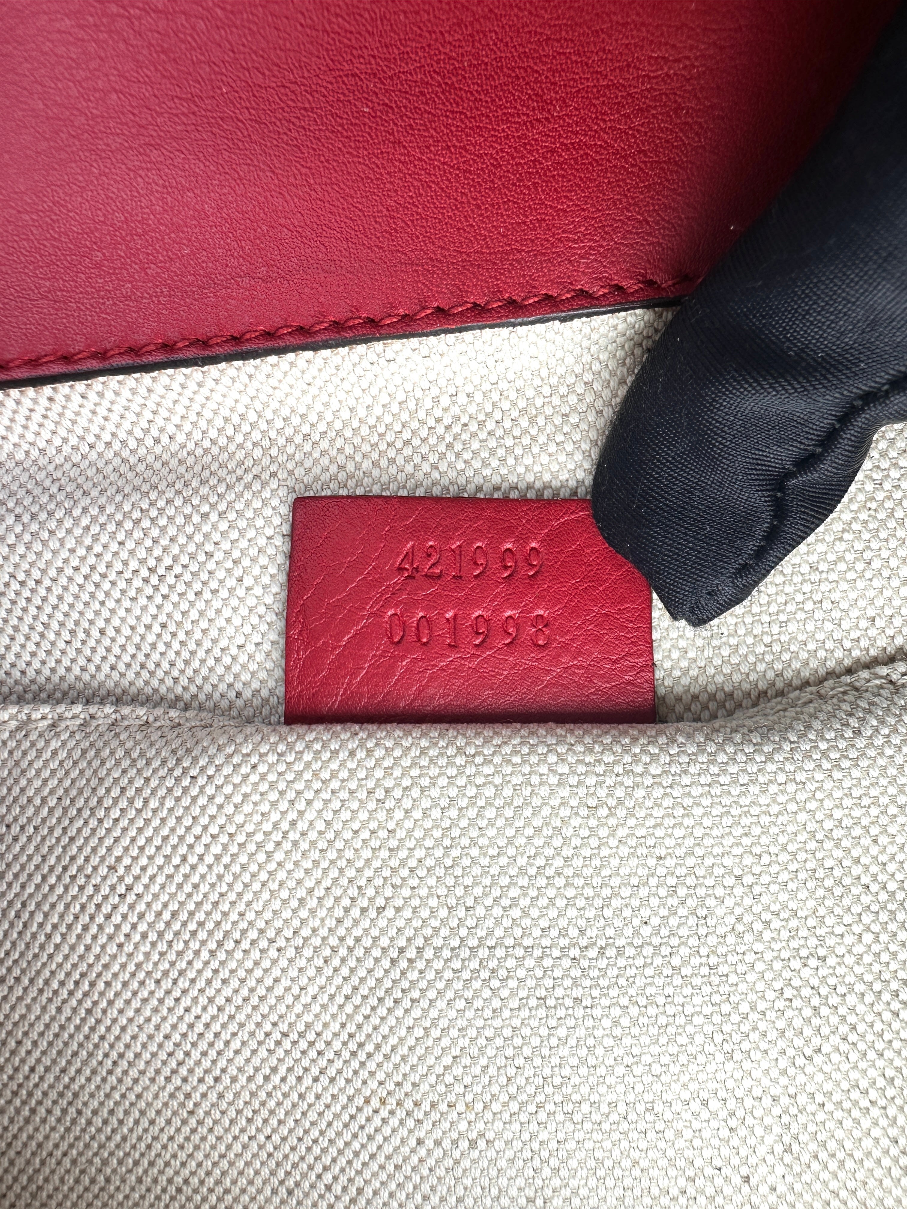 Gucci Dionysus Red Leather Bamboo Top Handle Bag GG1277