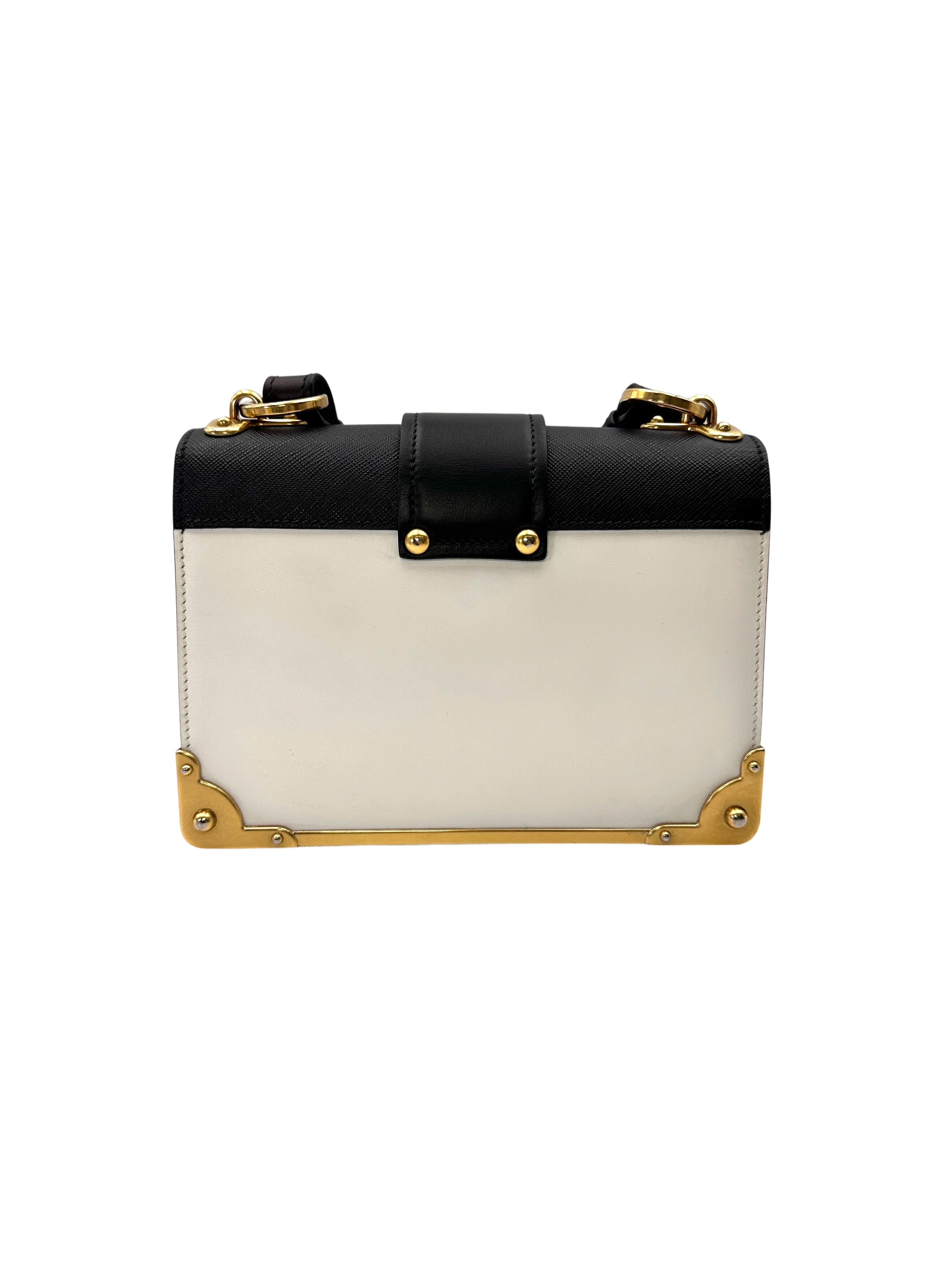 Prada Cahier Black/White Leather Shoulder Bag PR461