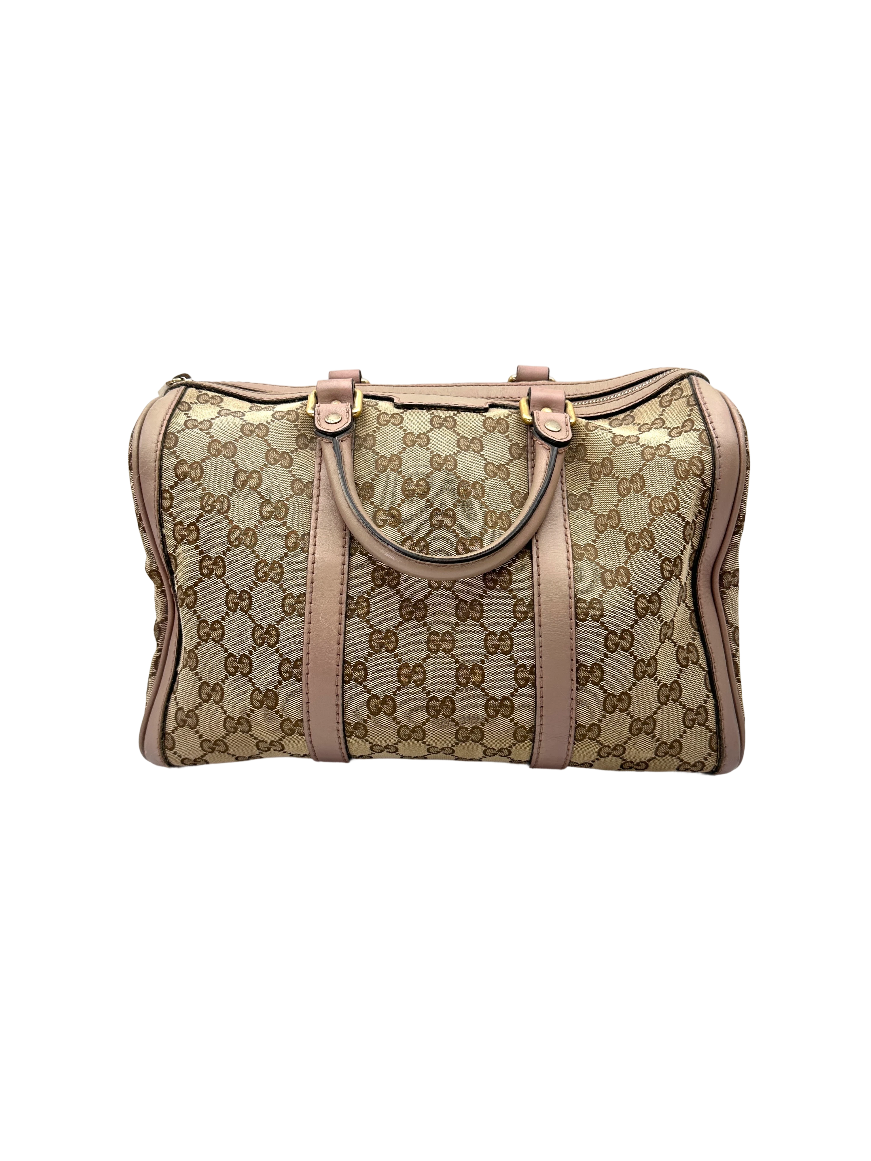Gucci GG Supreme Canvas Boston Bag With Pink Stripe GG1276