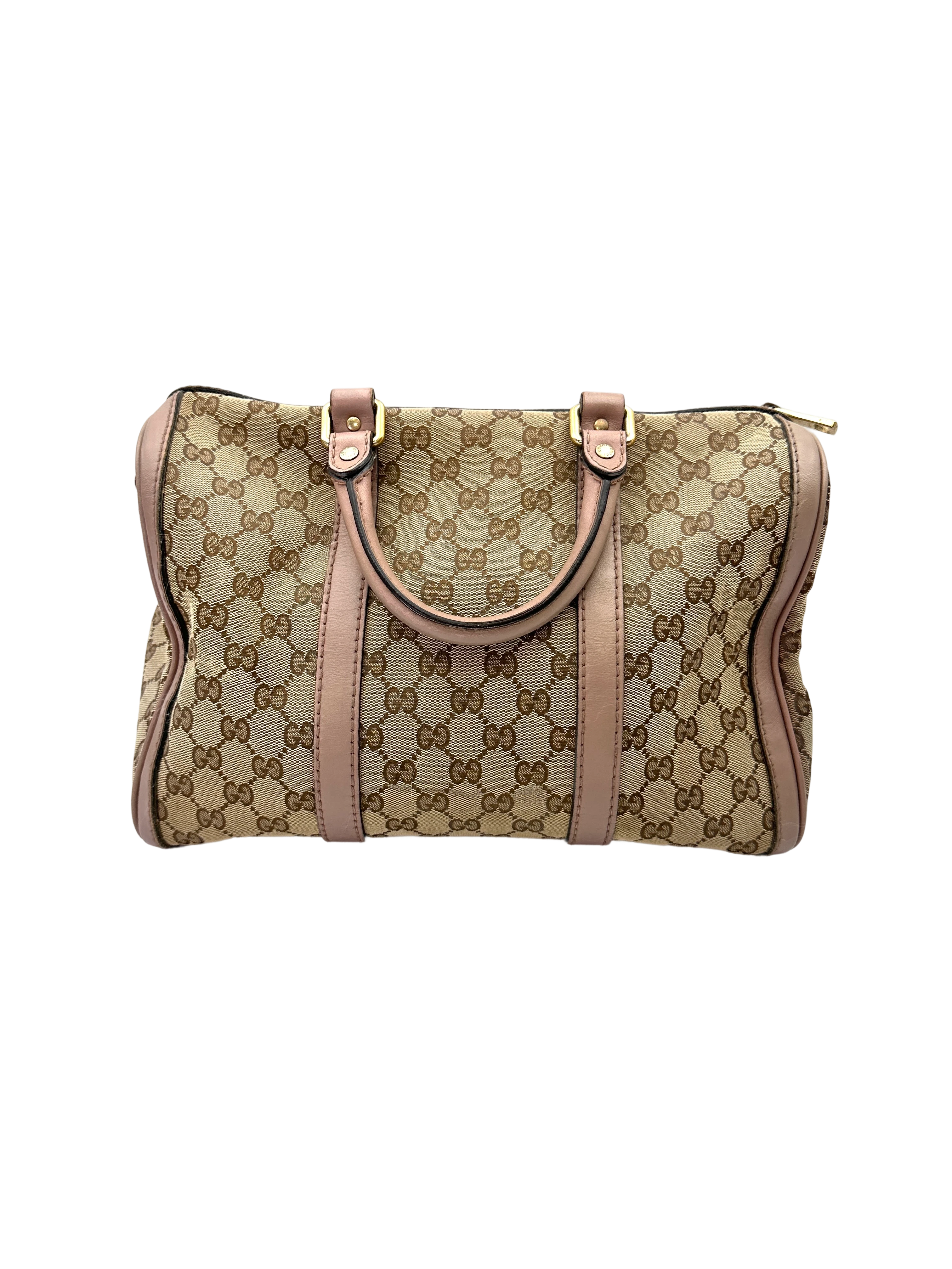 Gucci GG Supreme Canvas Boston Bag With Pink Stripe GG1276