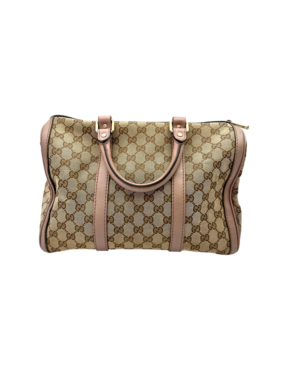 Gucci GG Supreme Canvas Boston Bag With Pink Stripe GG1276