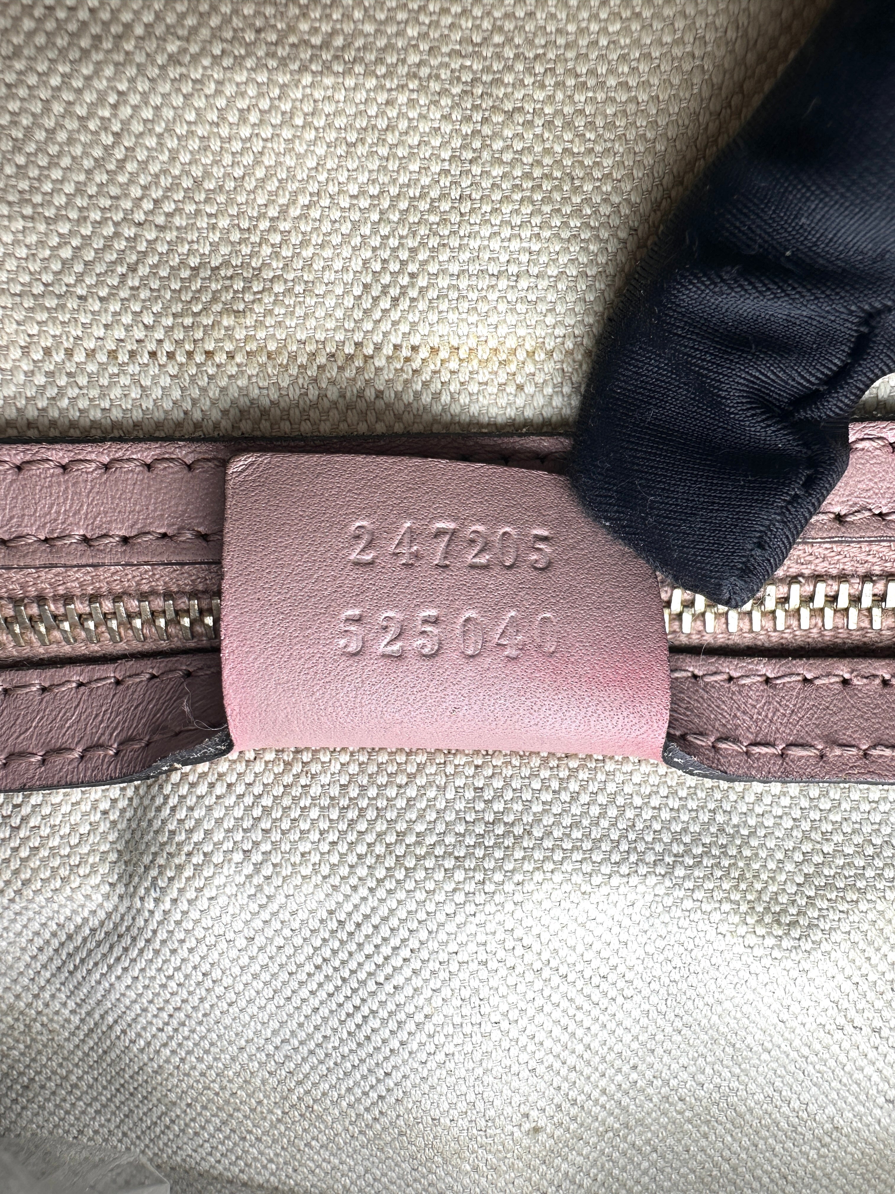 Gucci GG Supreme Canvas Boston Bag With Pink Stripe GG1276